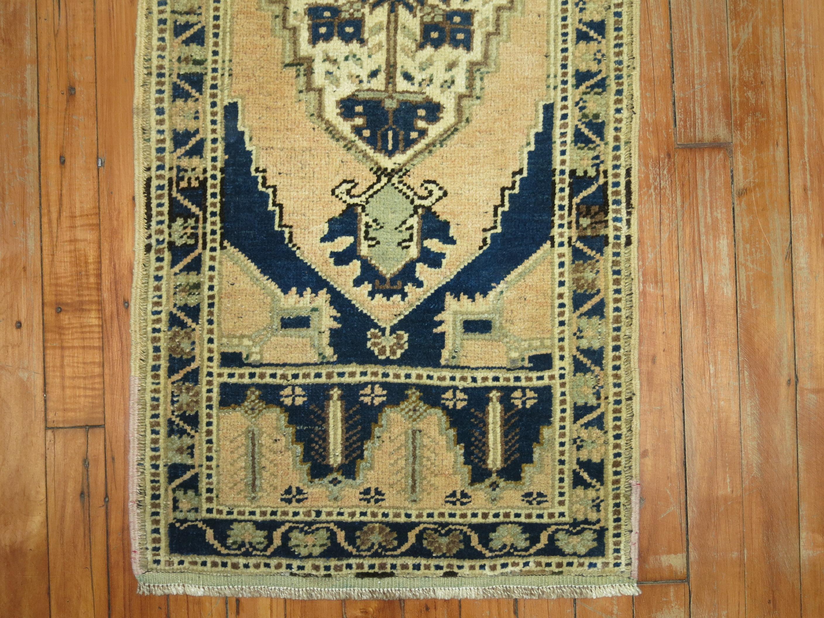 Georgian Vintage Turkish Small Runner Throw Rug