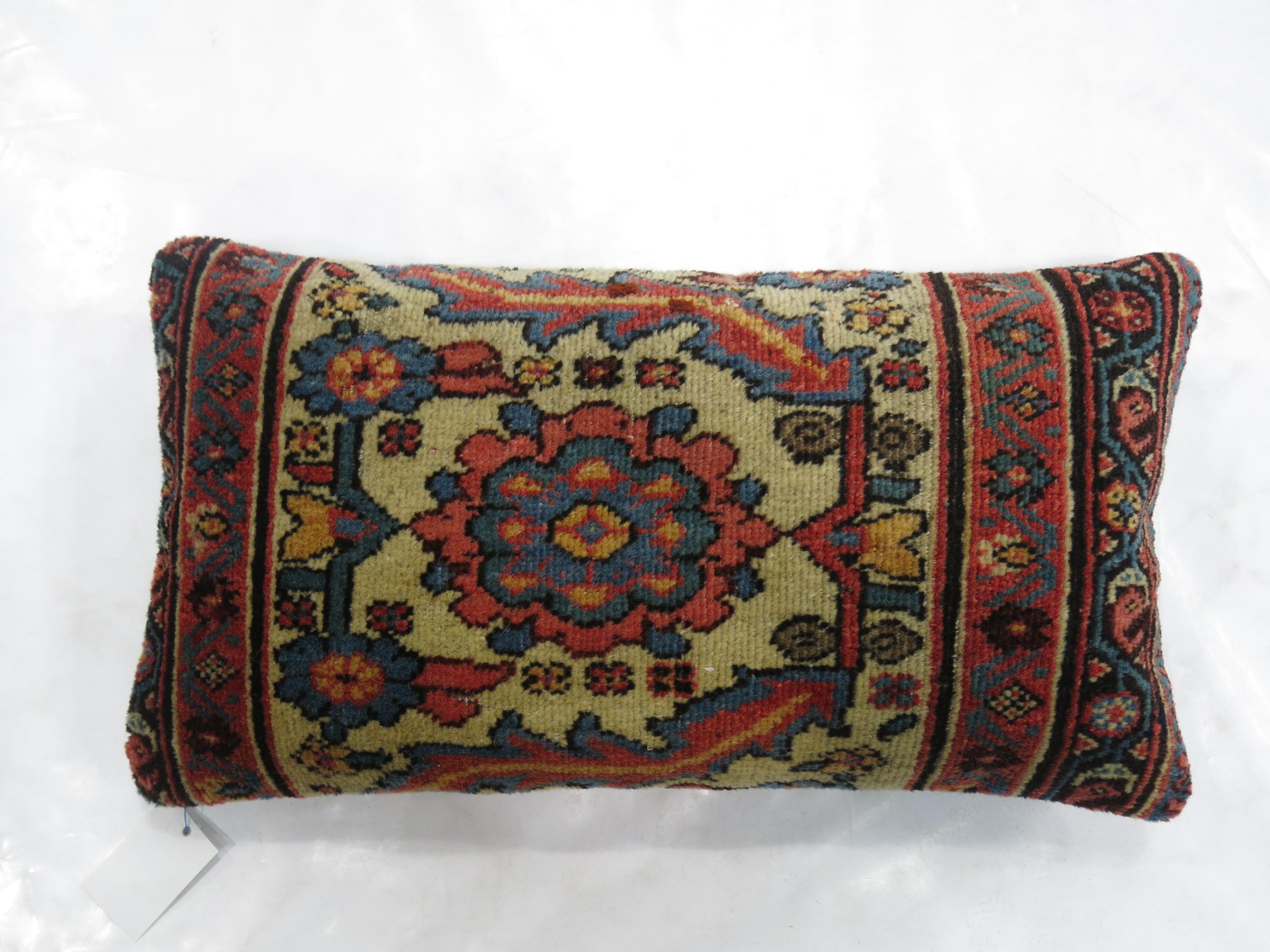 Sultanabad Antique Persian Mahal Bolster Rug Pillow
