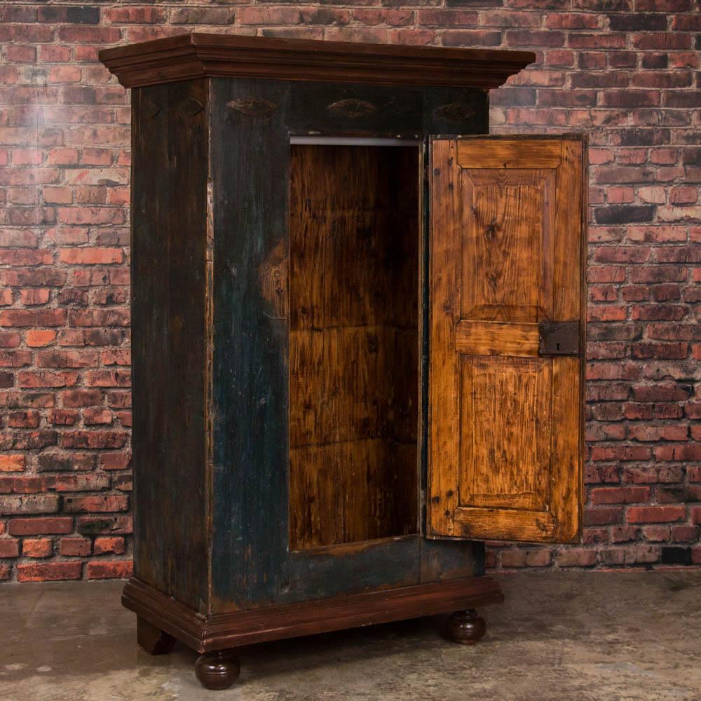 Antique Russian Single Door Armoire with Original Paint In Good Condition In Round Top, TX