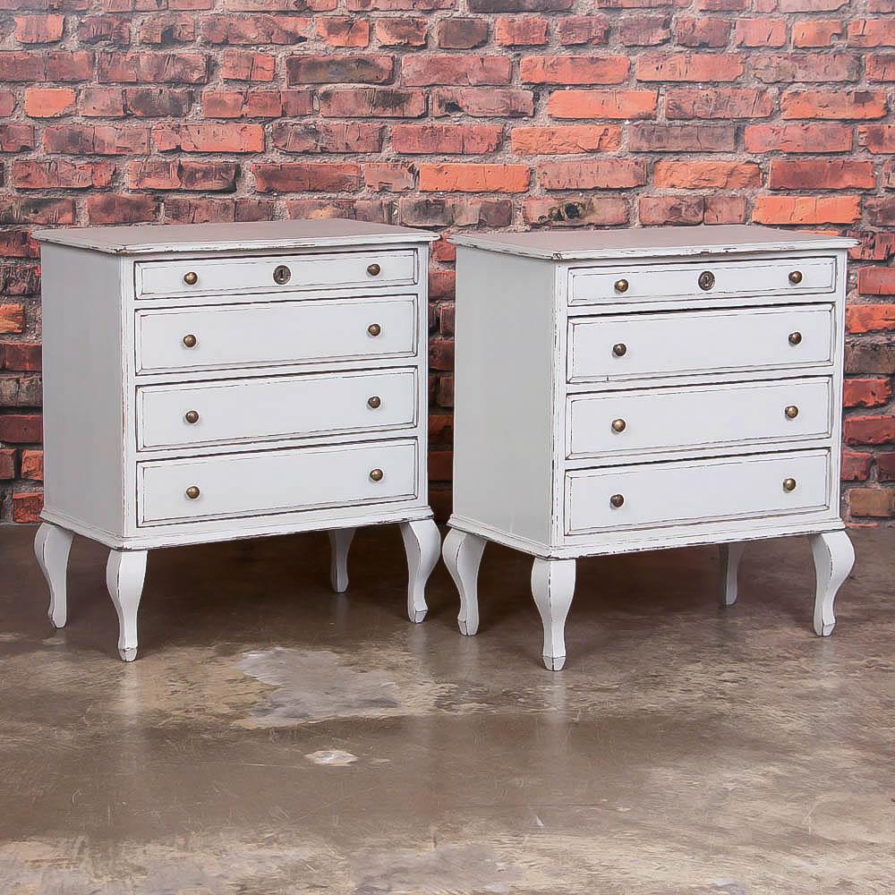 Swedish Pair of Painted Antique Chest of Drawers, Nighstands or Side Tables