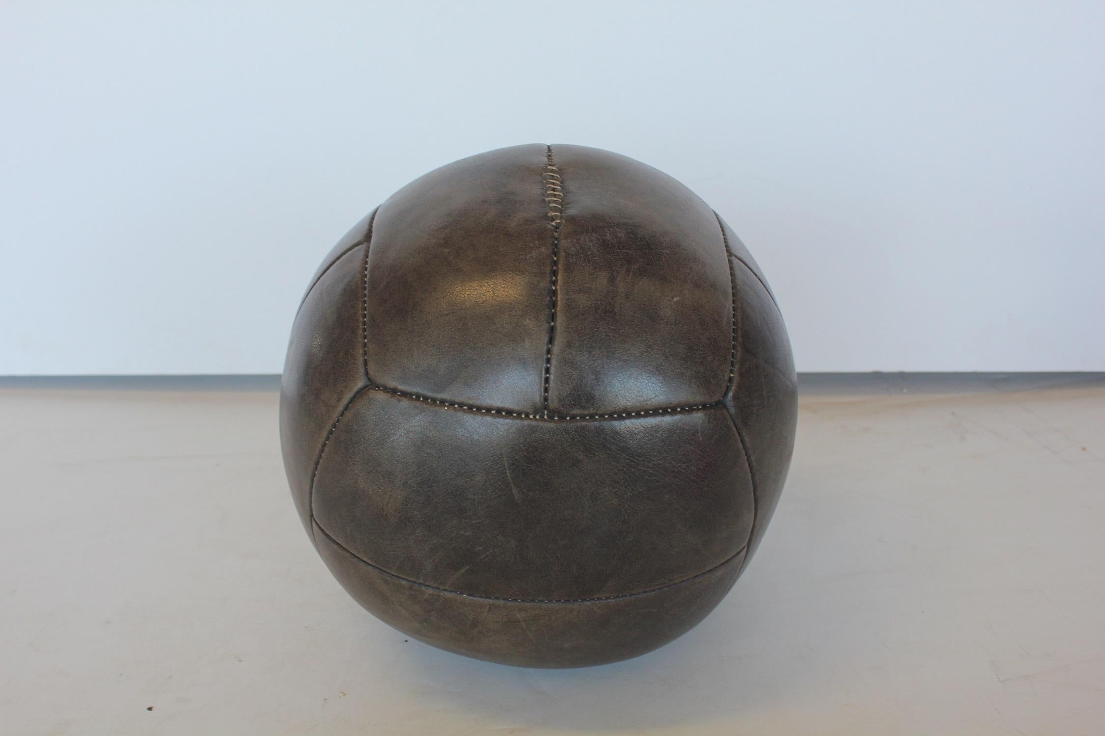 Sporting Art Large Vintage Hand-Stitched Leather Medicine Ball For Sale