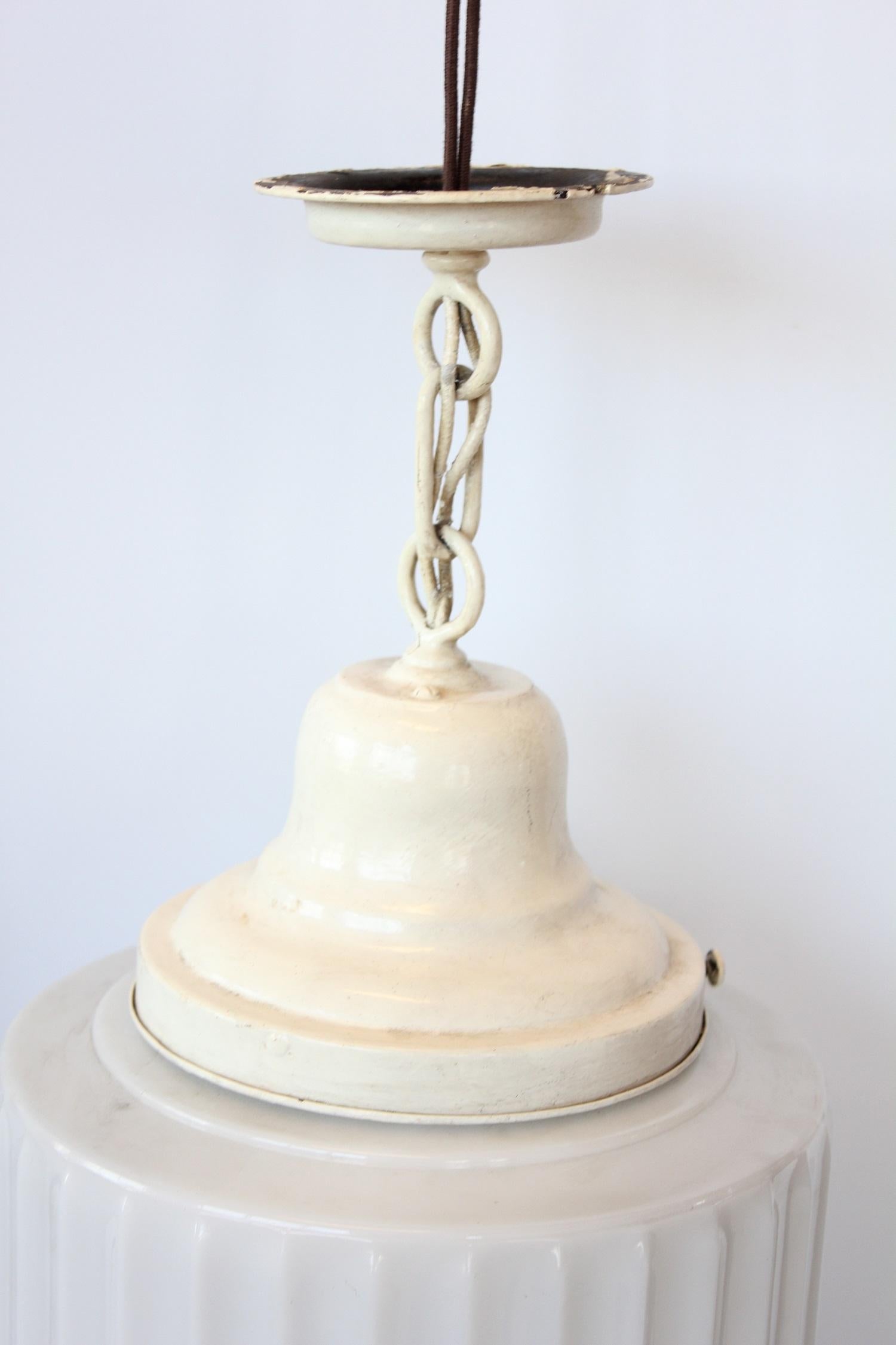 American Antique Department Store Milk Glass Pendant Light For Sale