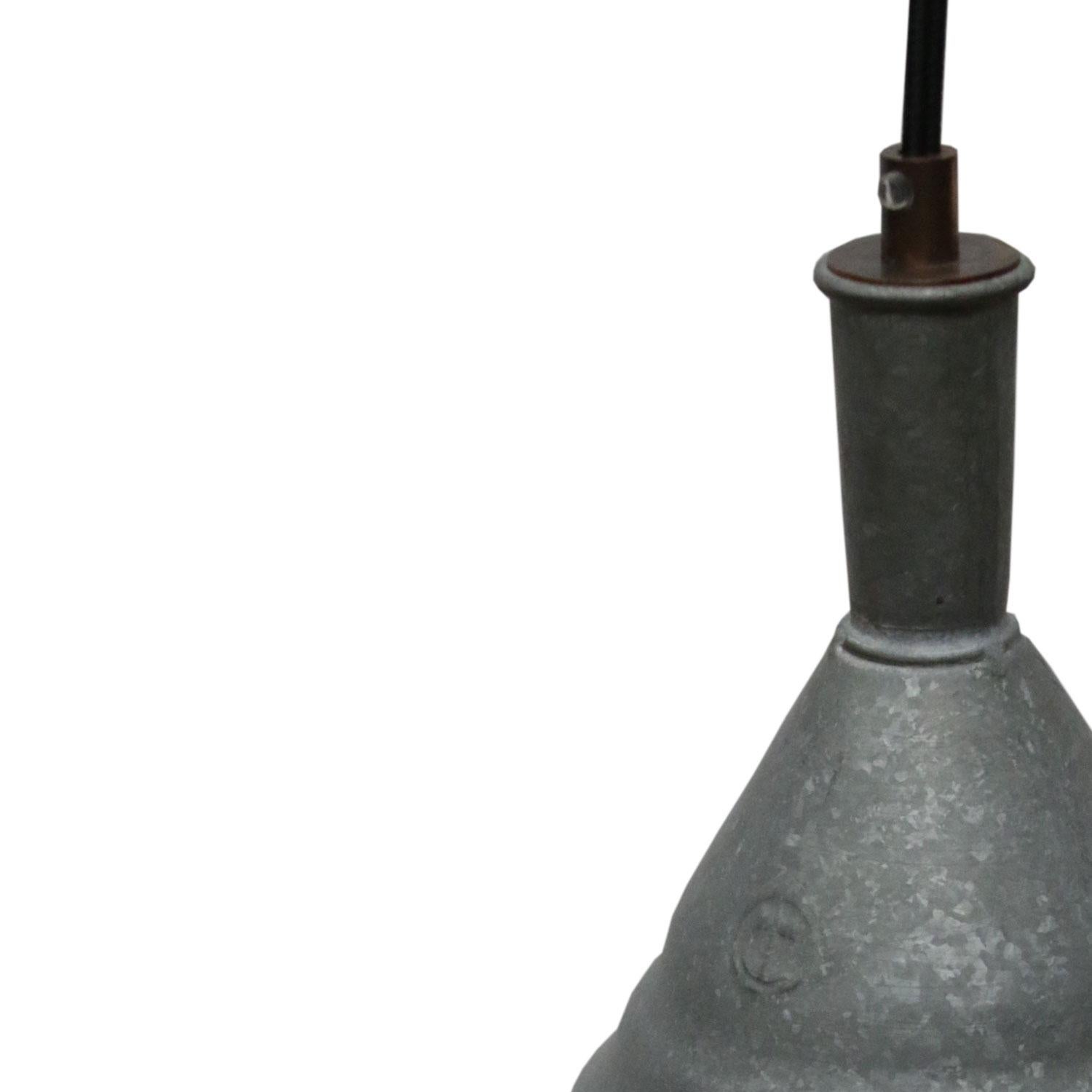 German Gray Metal Vintage Industrial Pendant Lamps