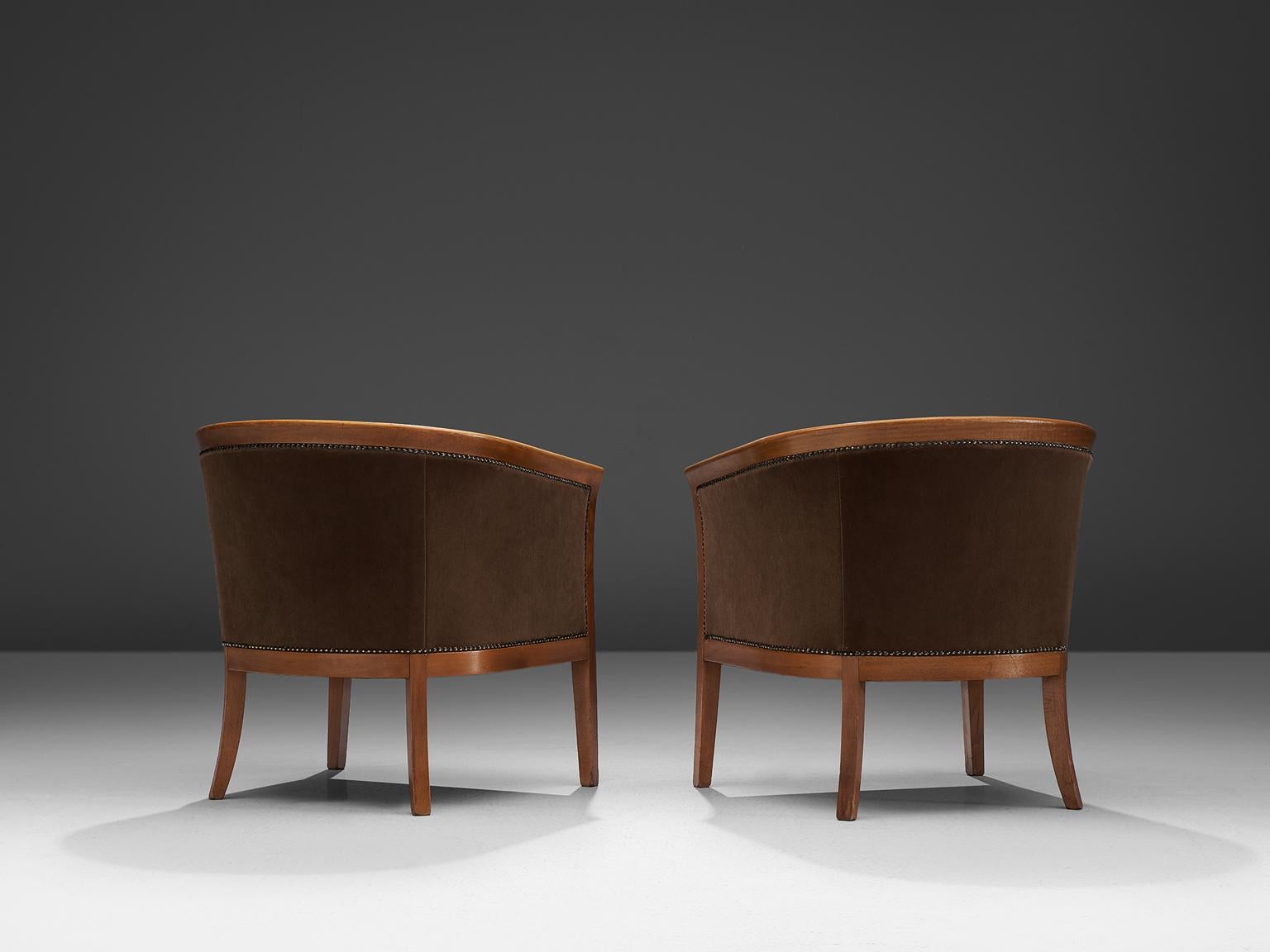 Art Deco Classic Brown French Chairs, 1940s