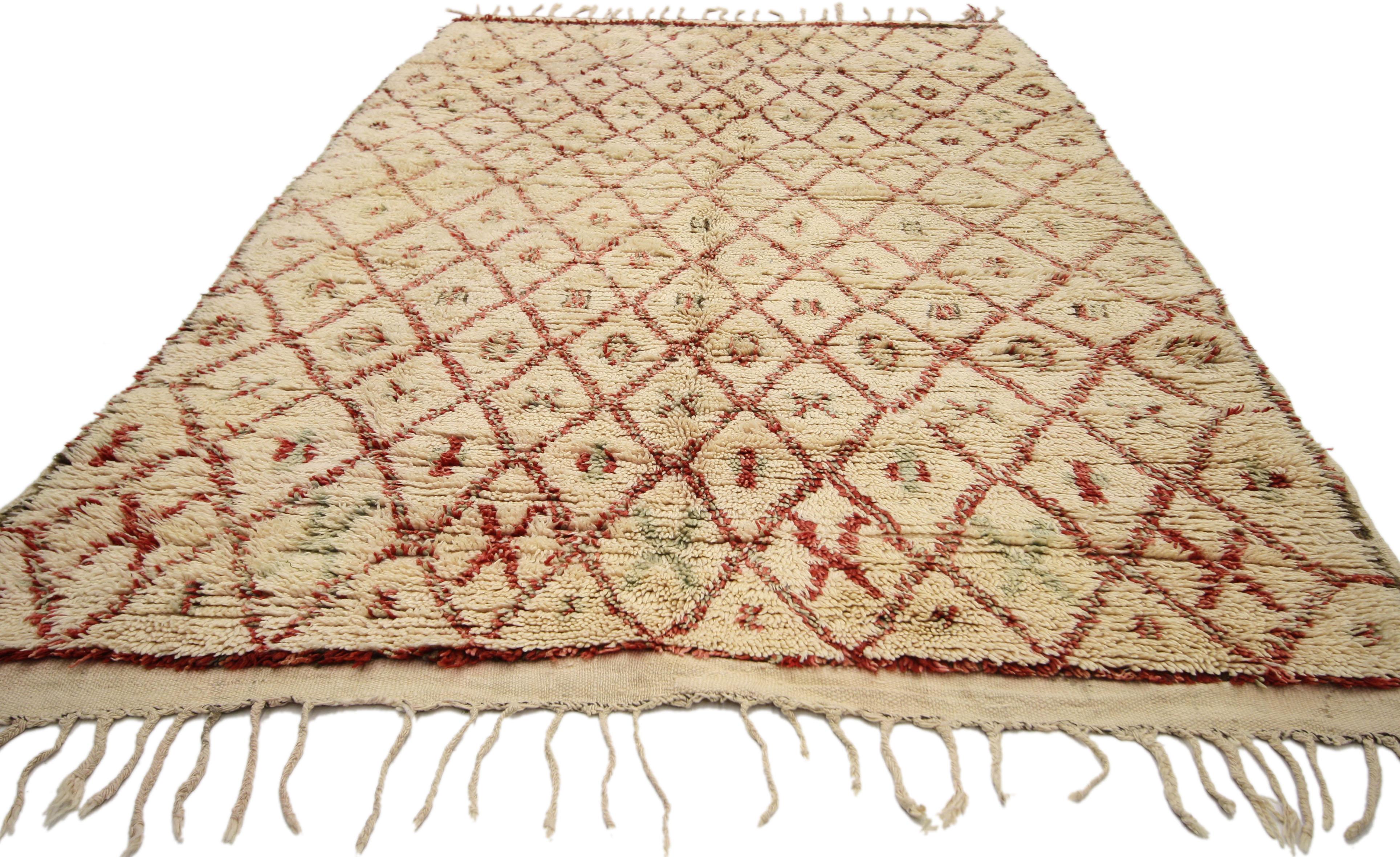 Hand-Knotted Vintage Berber Moroccan Azilal Rug with Tribal Style, Moroccan Berber Carpet For Sale