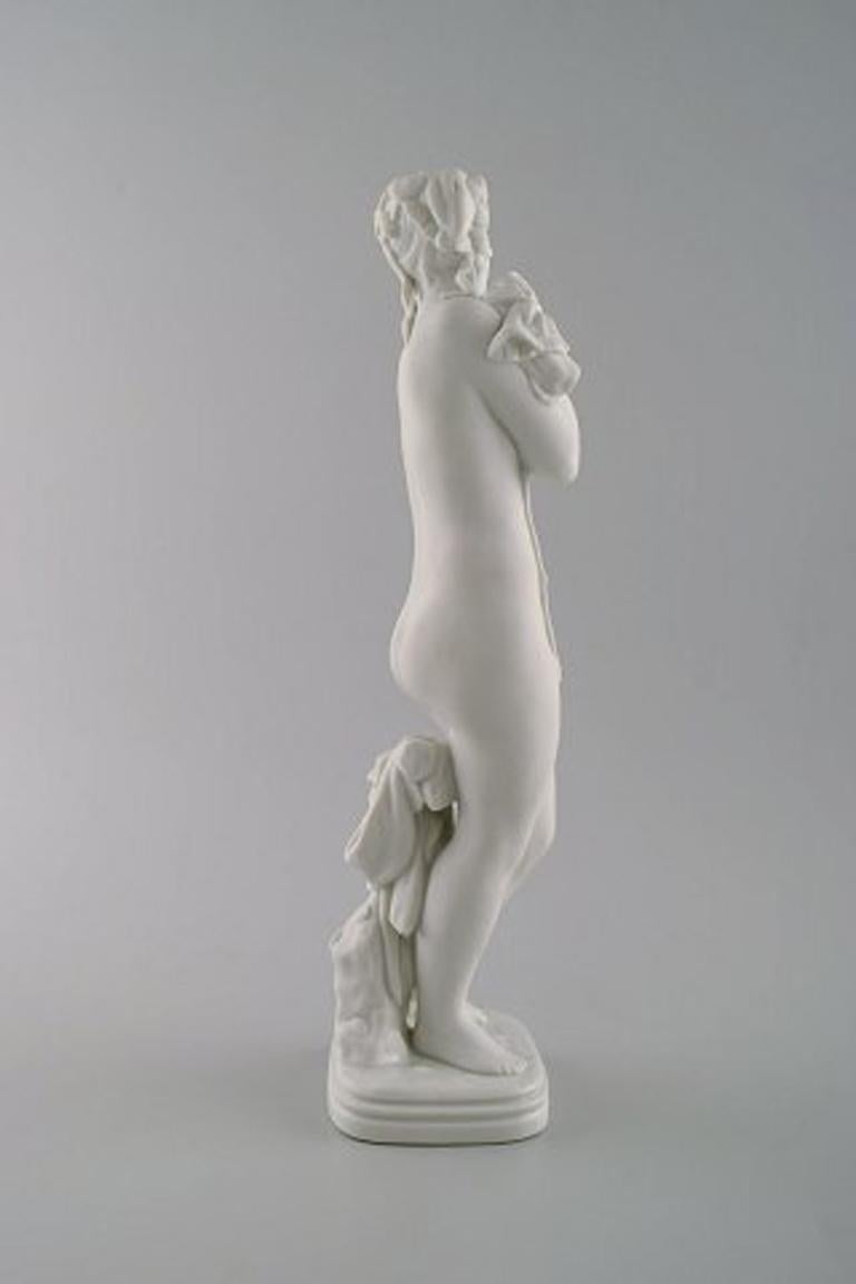 Neoclassical Gerhard Henning for Royal Copenhagen, 'Girl Bathing', Porcelain and Biscuit For Sale
