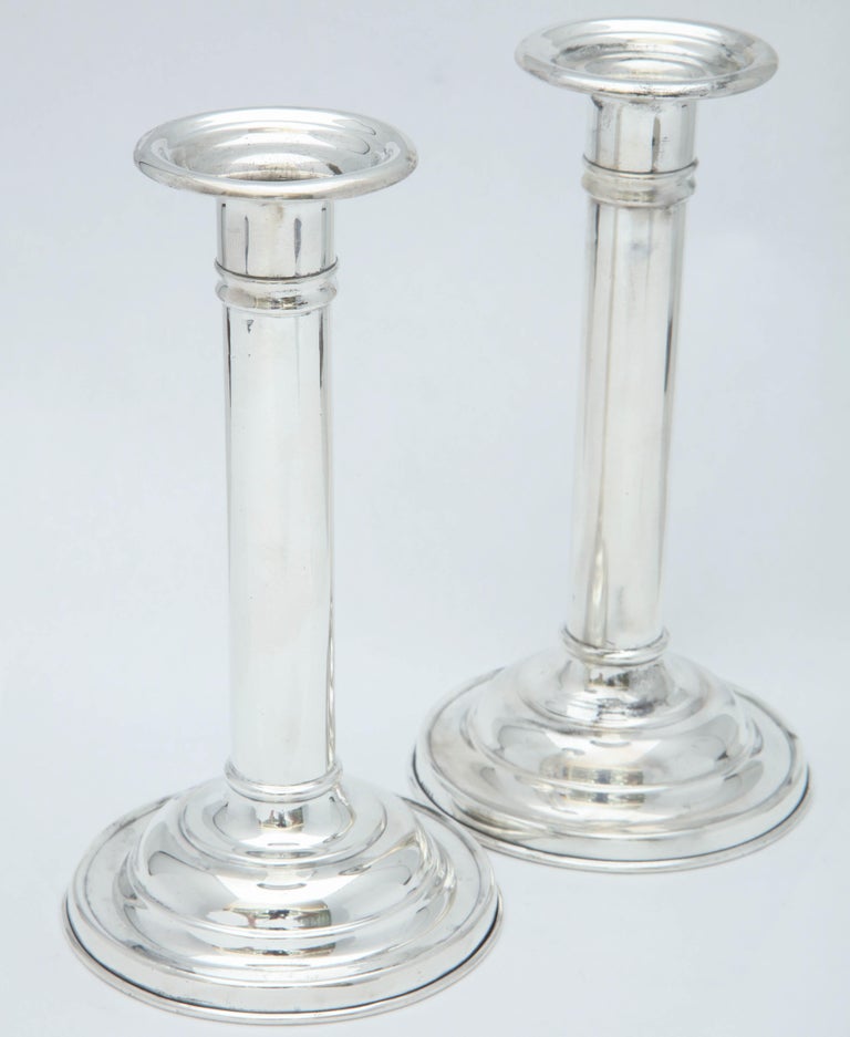 Edwardian Pair of Sterling Silver Candlesticks In Excellent Condition In New York, NY