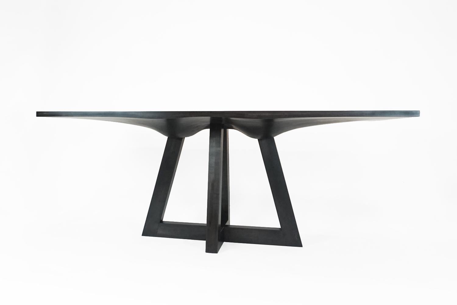 American Contemporary Ebonized Dining Table in Carved Walnut For Sale