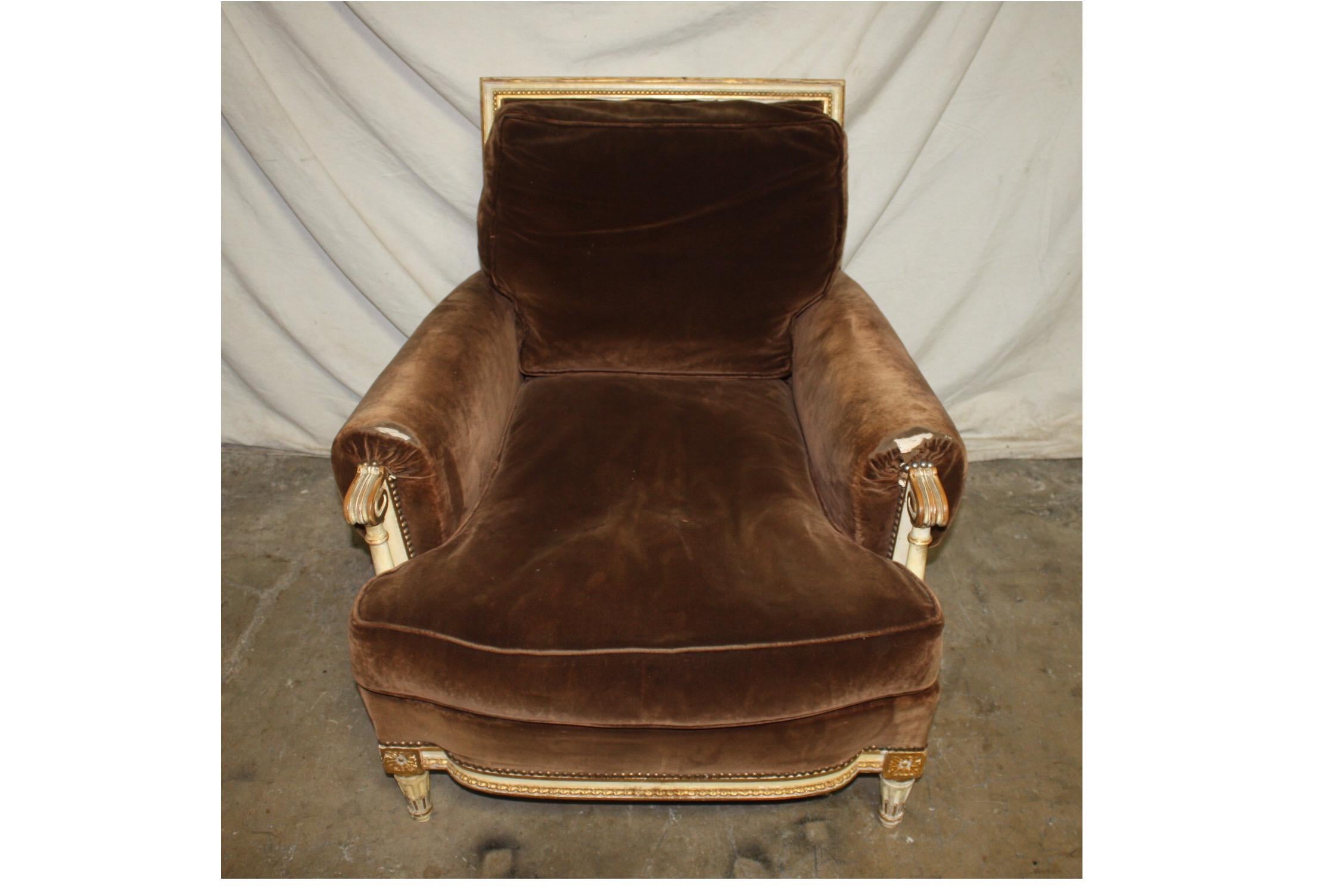 Louis XVI French Club Chair In Good Condition In Stockbridge, GA