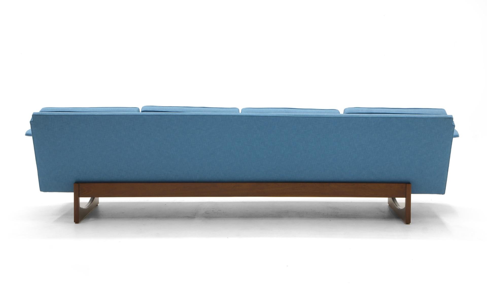 American Four-Seat Sofa Possibly Danish Modern or Adrian Pearsall, Beautiful Blue Fabric