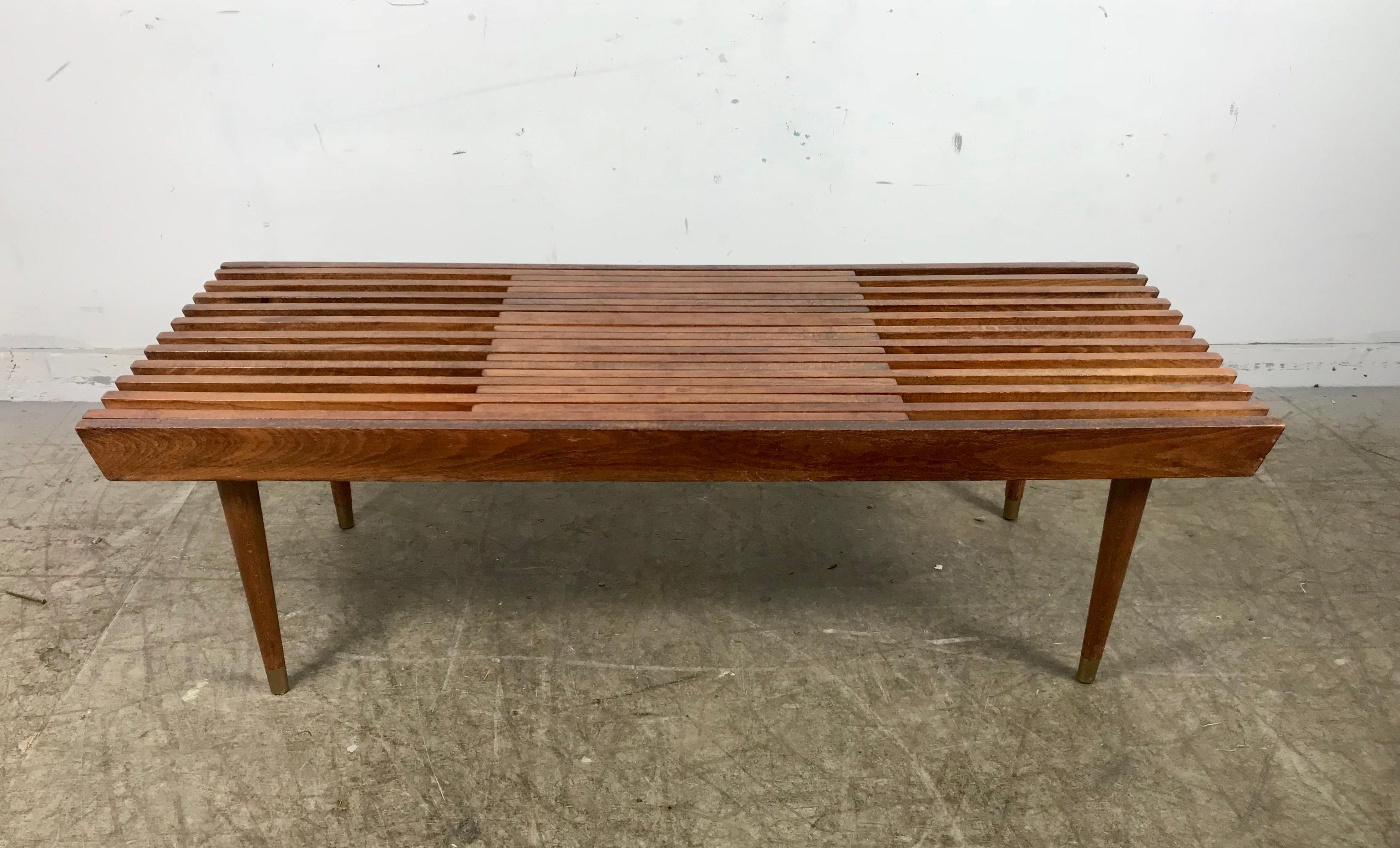 Classic Mid-Century Modern Walnut Expandable Slat Bench or Table In Good Condition In Buffalo, NY