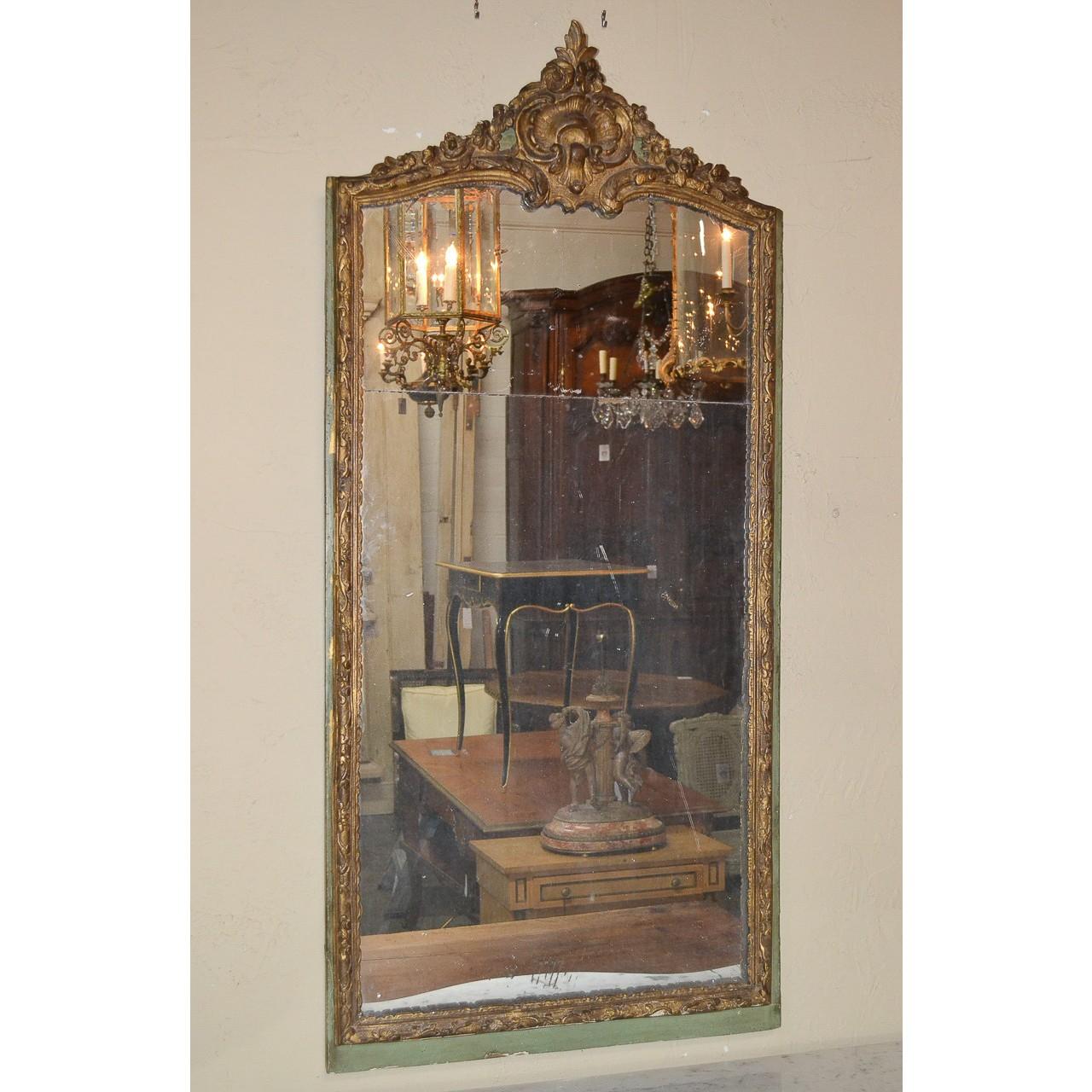 Carved 18th Century French Regence Parcel Gilt Mirror