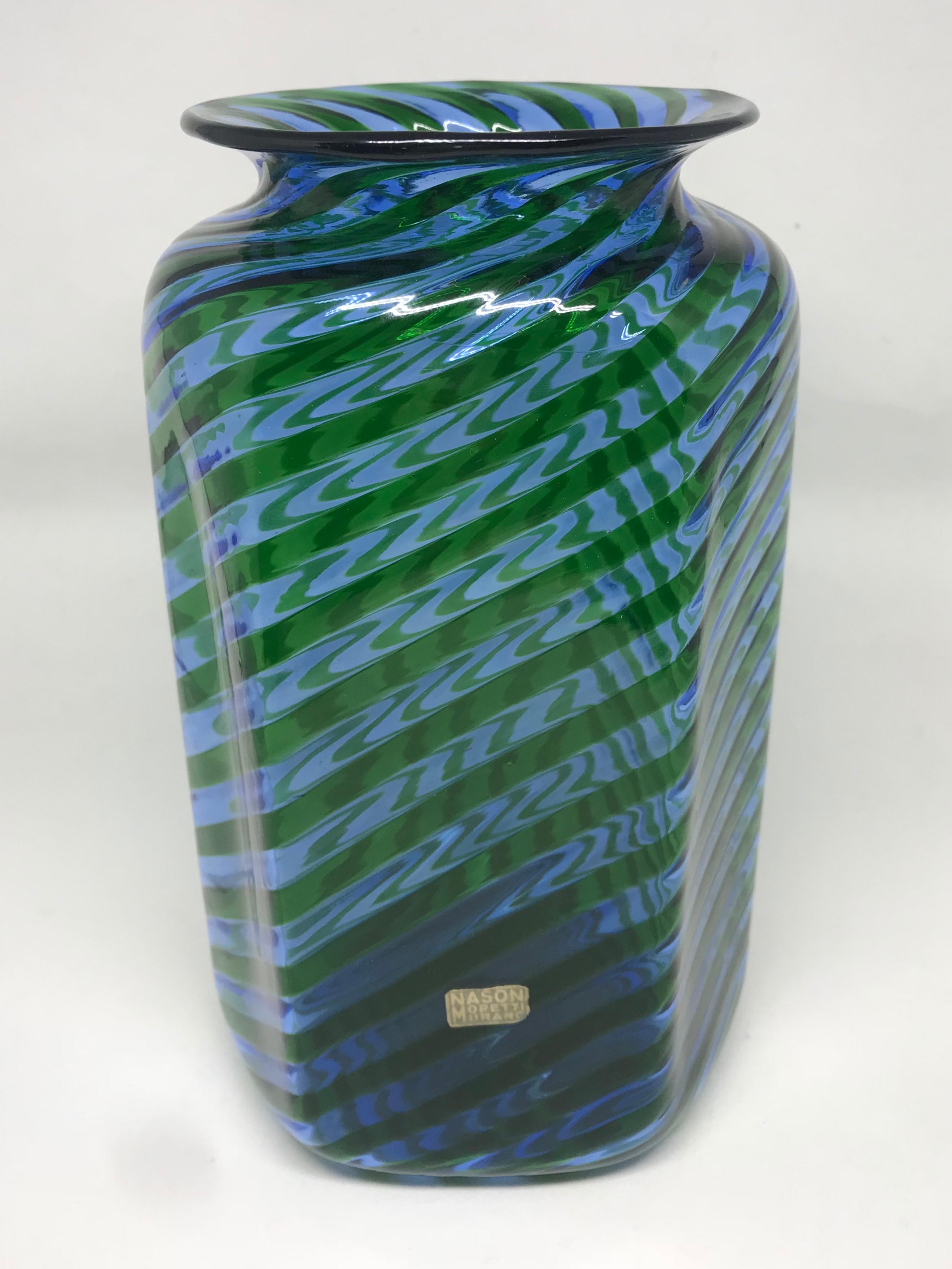 Italian Blue Green Nason Moretti Murano Vase