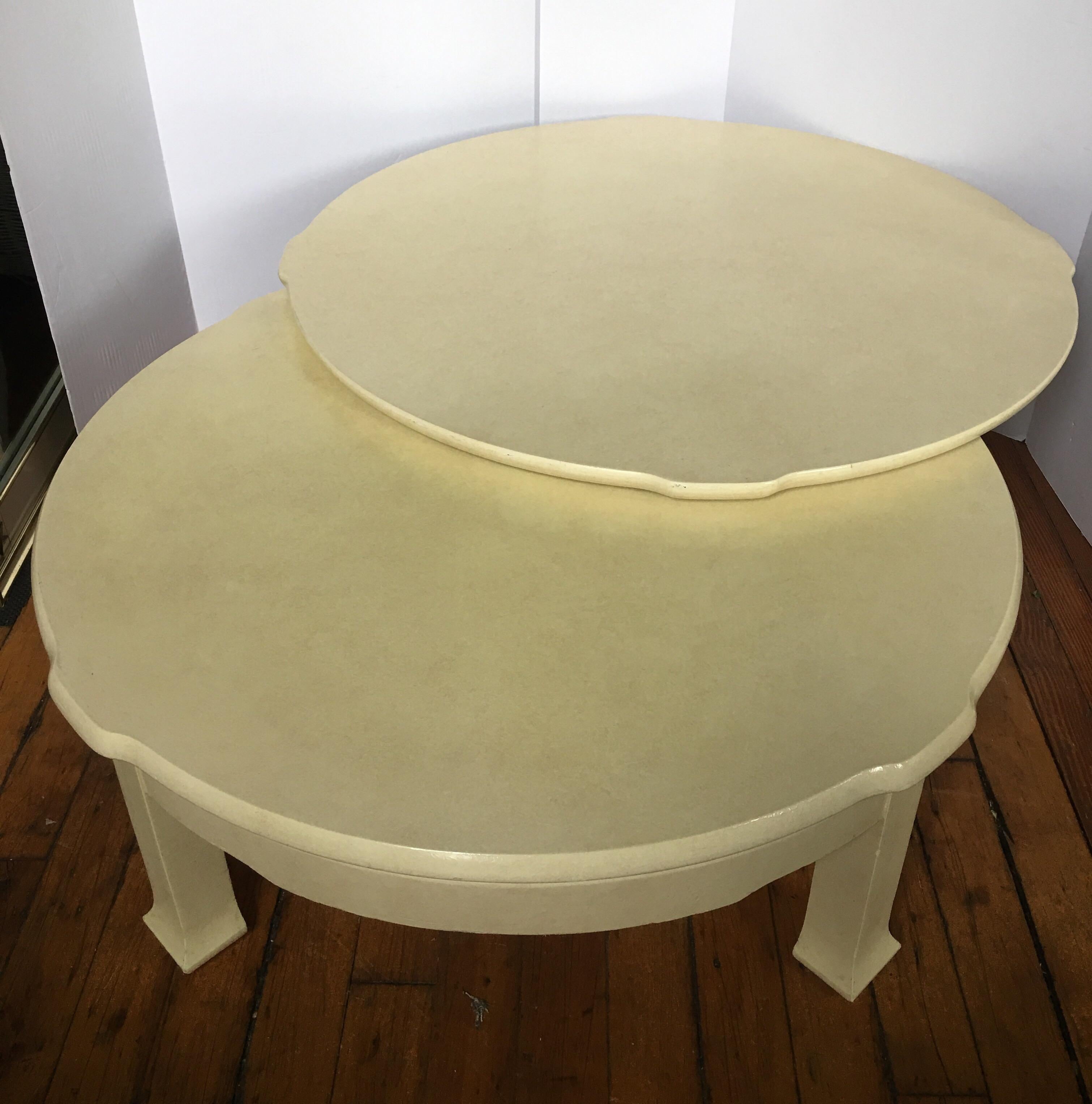 Late 20th Century Hollywood Regency Sculptural Two-Tier Round Swiveling Coffee Table