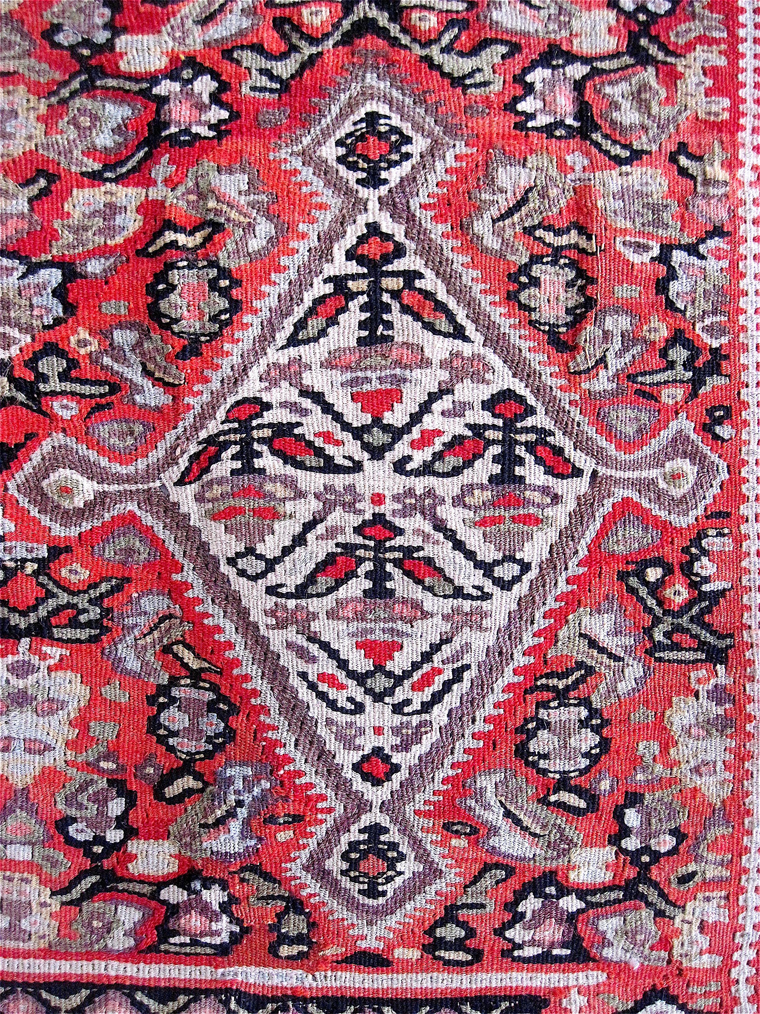 Hand-Woven Antique Persian Kurdish Senneh Saddle Cover 
