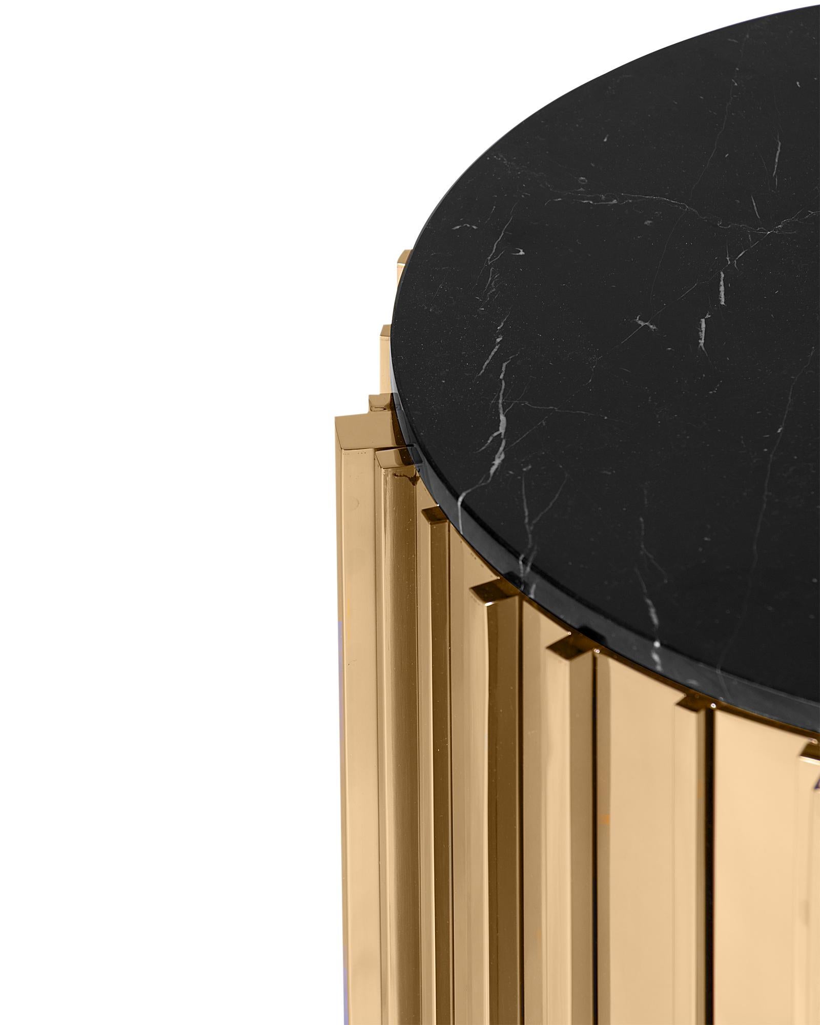 Blackened Partenon Medium or Small Side Table with Gold Plated Brass For Sale