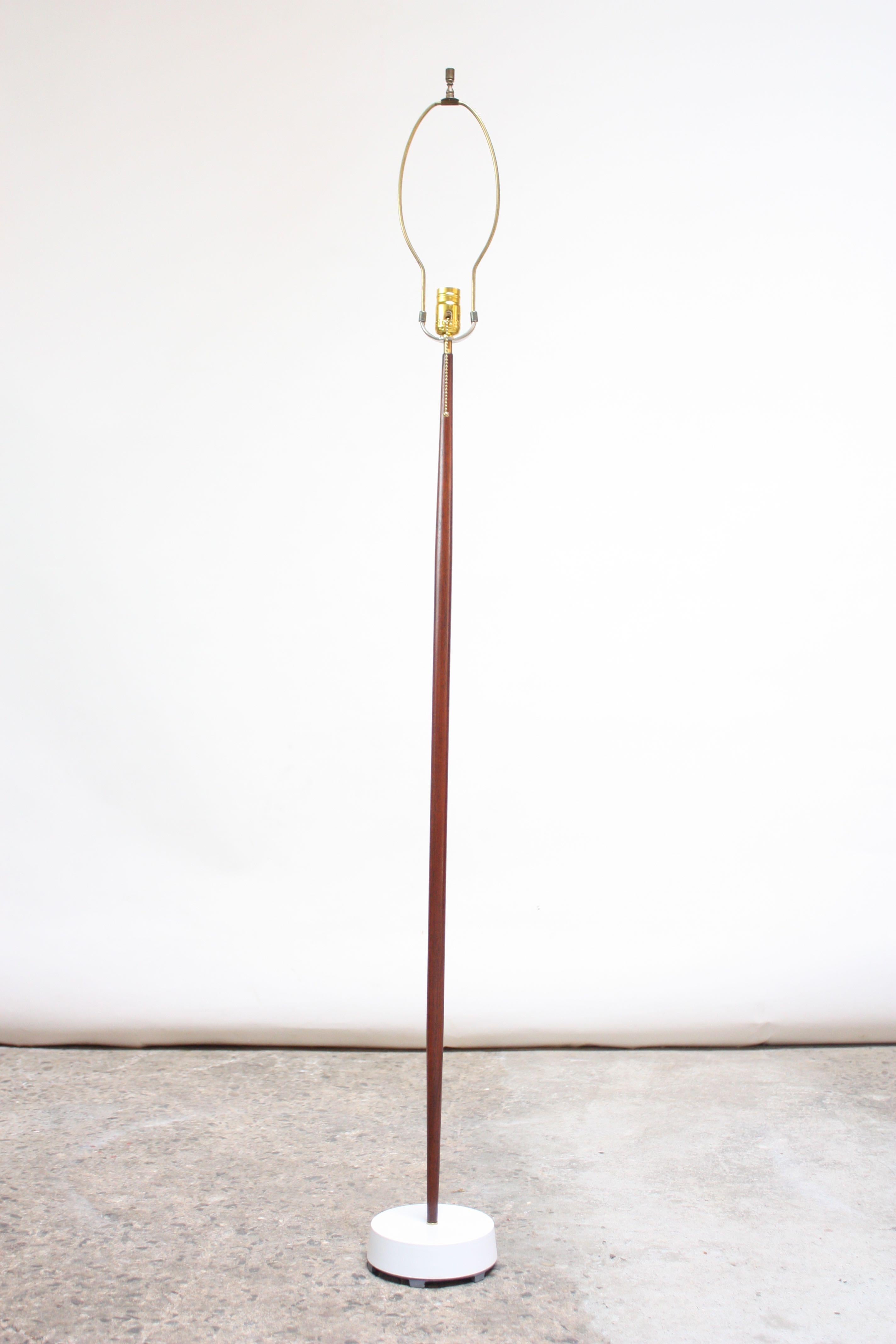 Danish Sculpted Scandinavian Modern Teak Floor Lamp with Octagonal Rope Shade
