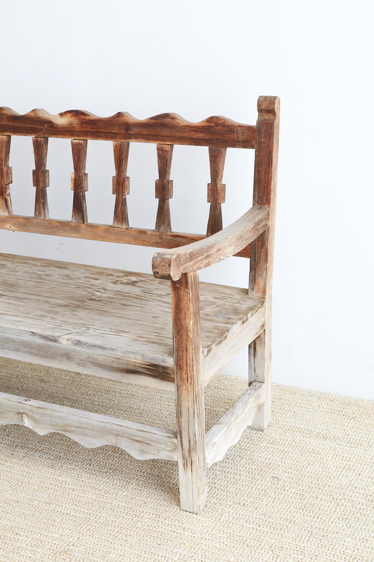Hand-Crafted Rustic California Rancho Monterey Style Pine Bench