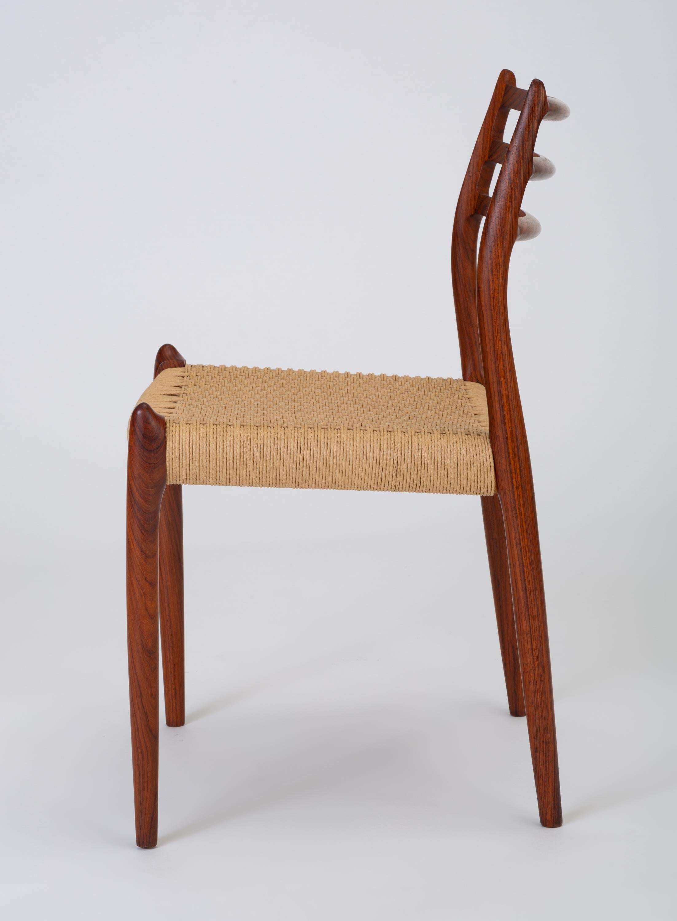 Danish Set of Six Model 78 Rosewood Dining Chairs by N.O. Møller