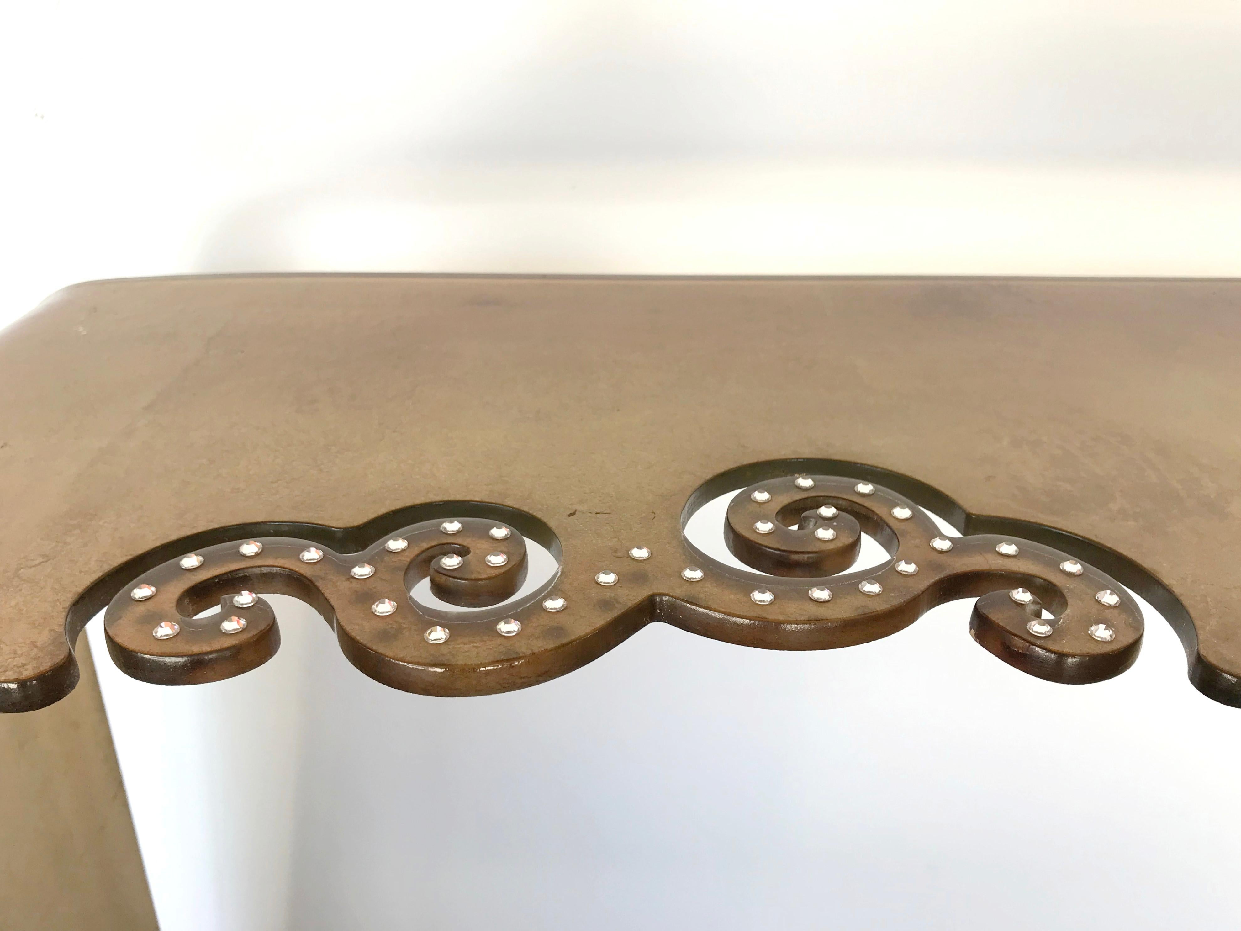 Modern Italian Gold Glass Console Table with Swarovski Crystals FINAL CLEARANCE SALE