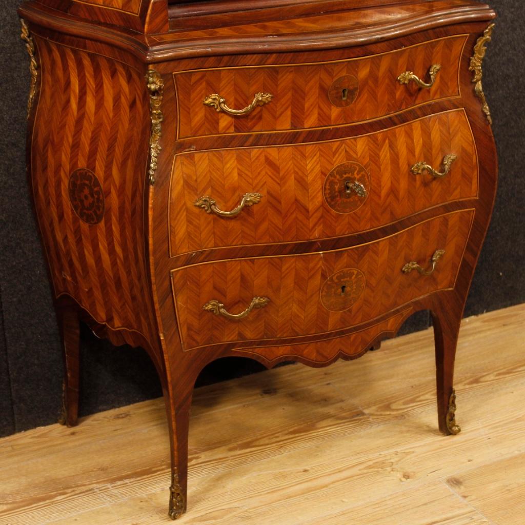 Maple Italian Bureau in Inlaid Wood with Gilt Bronzes from 20th Century