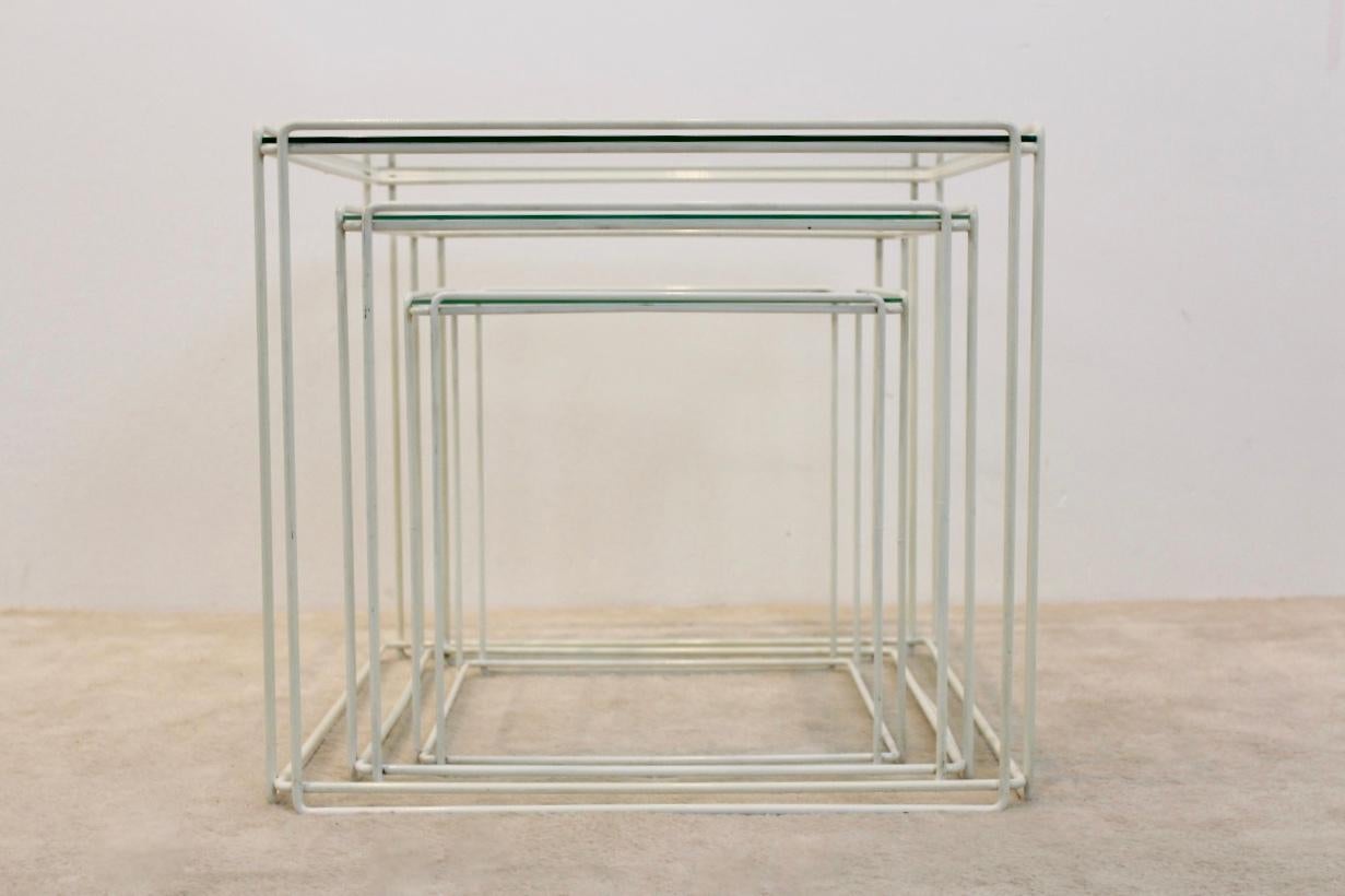 French Graphical Isocele Nesting Tables by Max Sauze for Atrow, 1970s For Sale