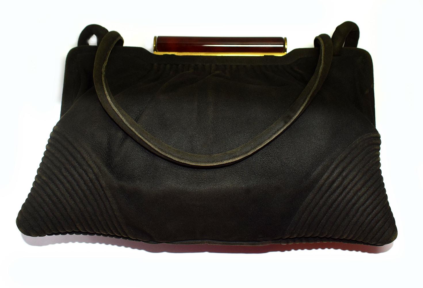 20th Century 1930s Art Deco French Suede Hand Bag