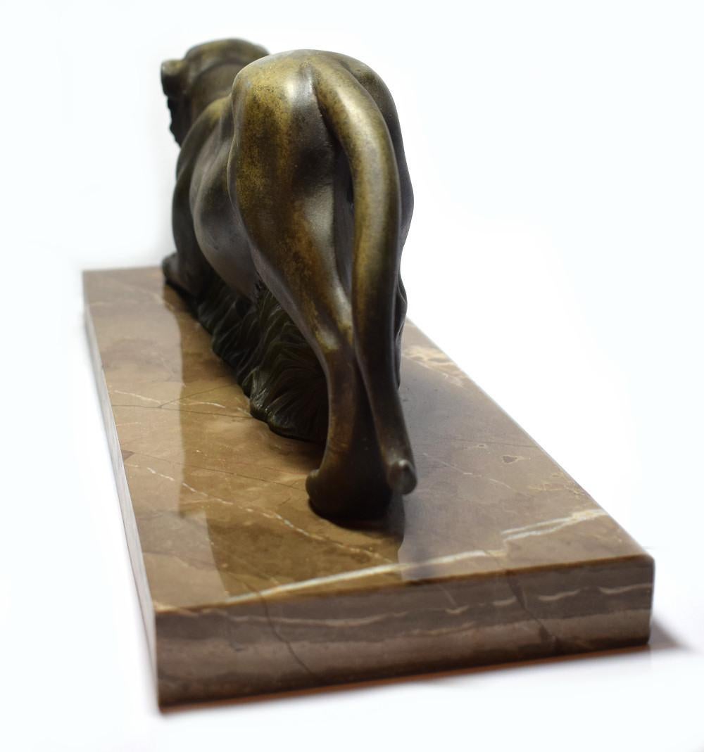 French Art Deco Prowling Panther on Marble Base For Sale