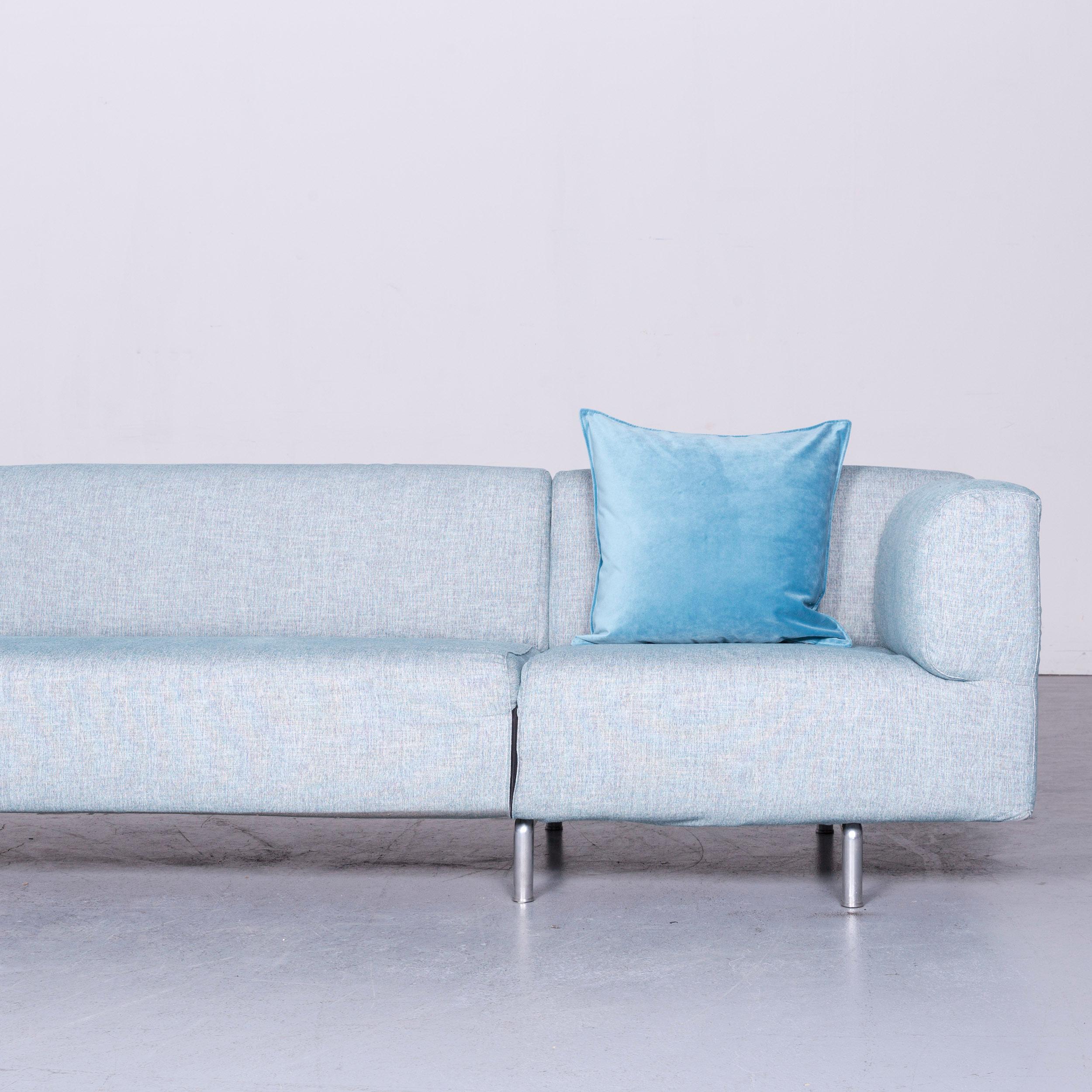 Italian Cassina Met Designer Corner Sofa Couch Blue Fabric