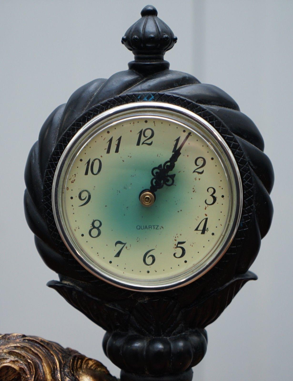 Regency Vintage Regal Lion Standing Mantle Clock with Modern Clock Movement