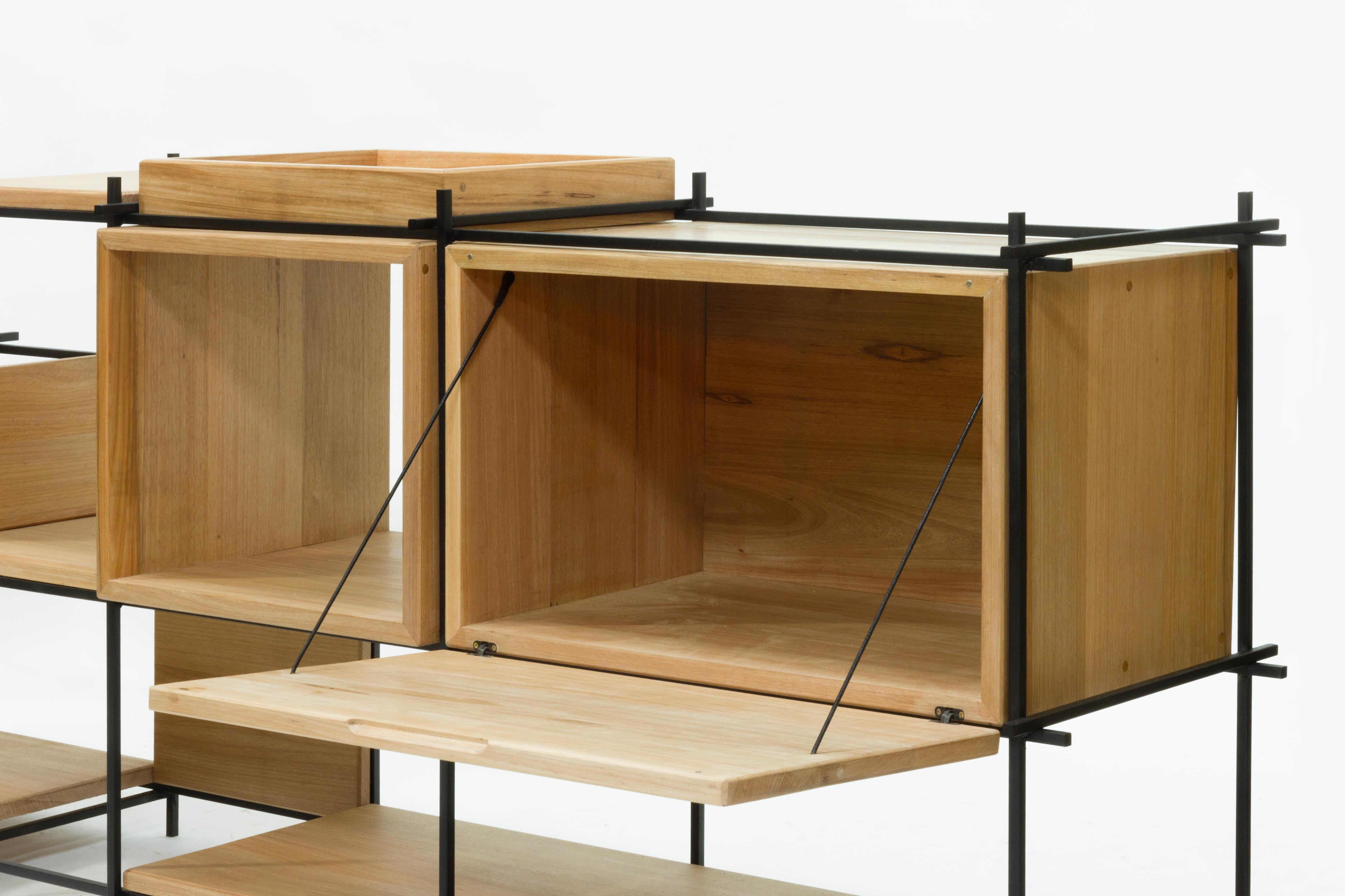 Sideboard in Hardwood and Steel, Brazilian Contemporary Design by O Formigueiro For Sale 1
