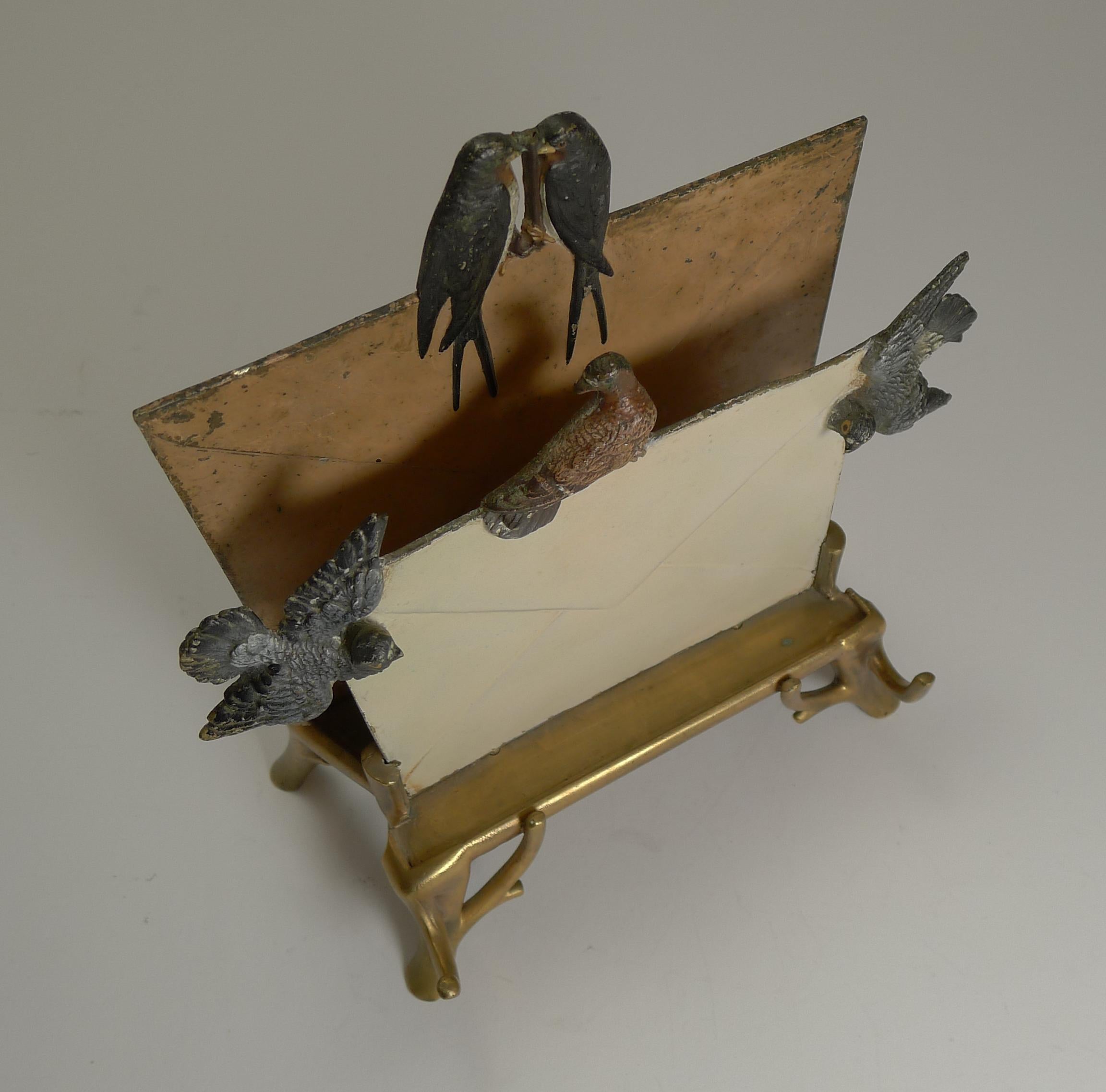 Rare Cold Painted Vienna Bronze Letter Rack or Holder, circa 1890 at 1stDibs