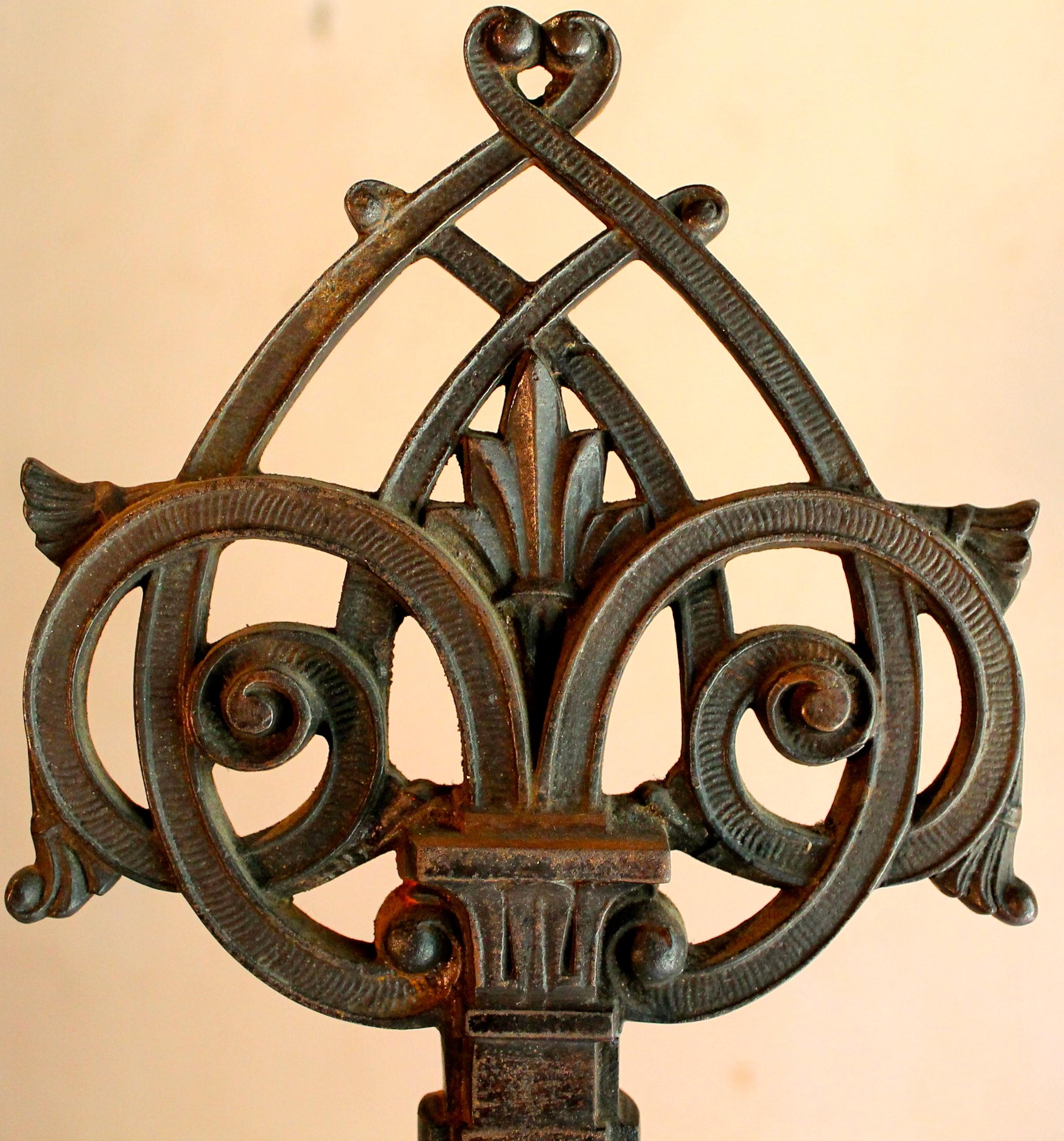 Christopher Dresser Aesthetic Movement Coalbrookdale Cast Iron Andirons In Good Condition In Sharon, CT