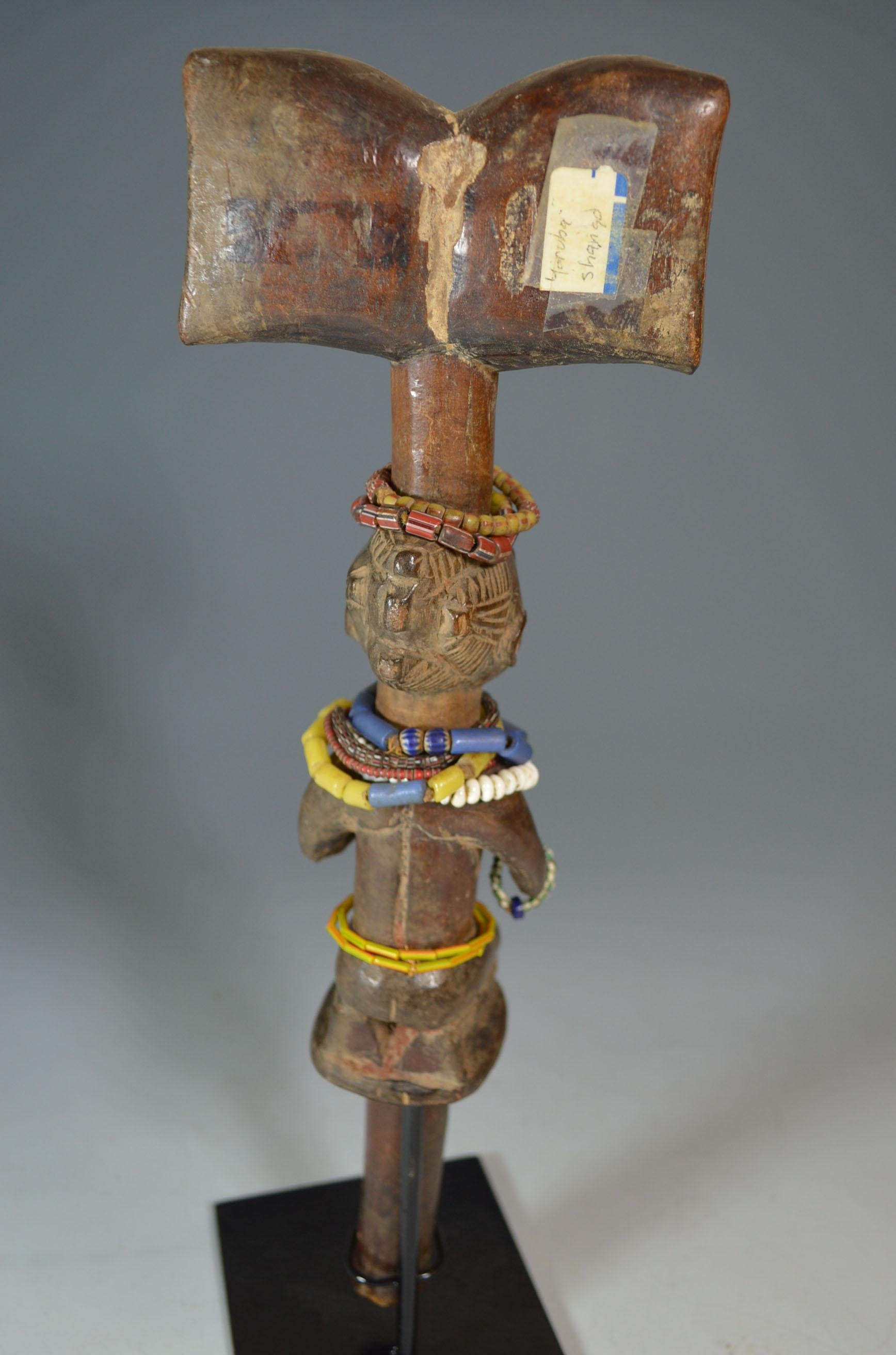 Ivorian African Tribal Art Fine Old Yoruba Shango Staff