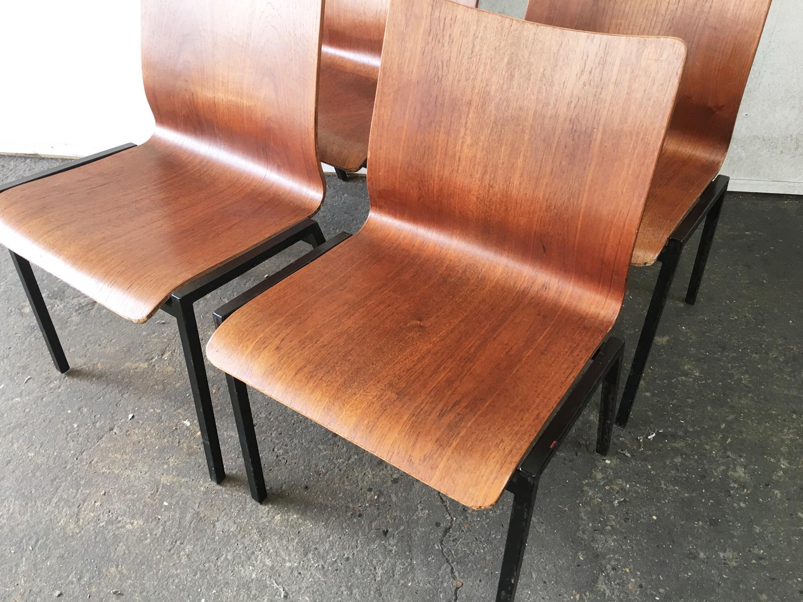 Painted Danish 1970s Midcentury Stacking Chairs 