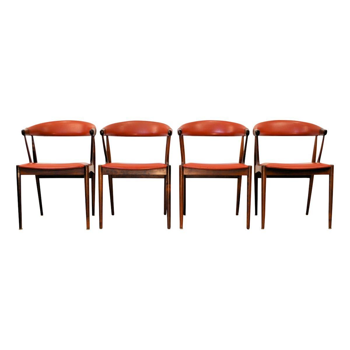 Danish Vintage Johannes Andersen Palisander Armrest Chairs, Set of Four