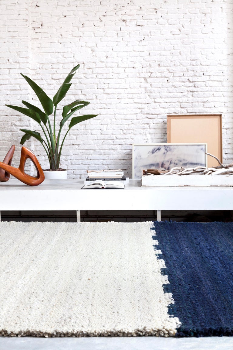 Handwoven Wool Rug, Organic Modern Color Block Style For Sale at 1stDibs