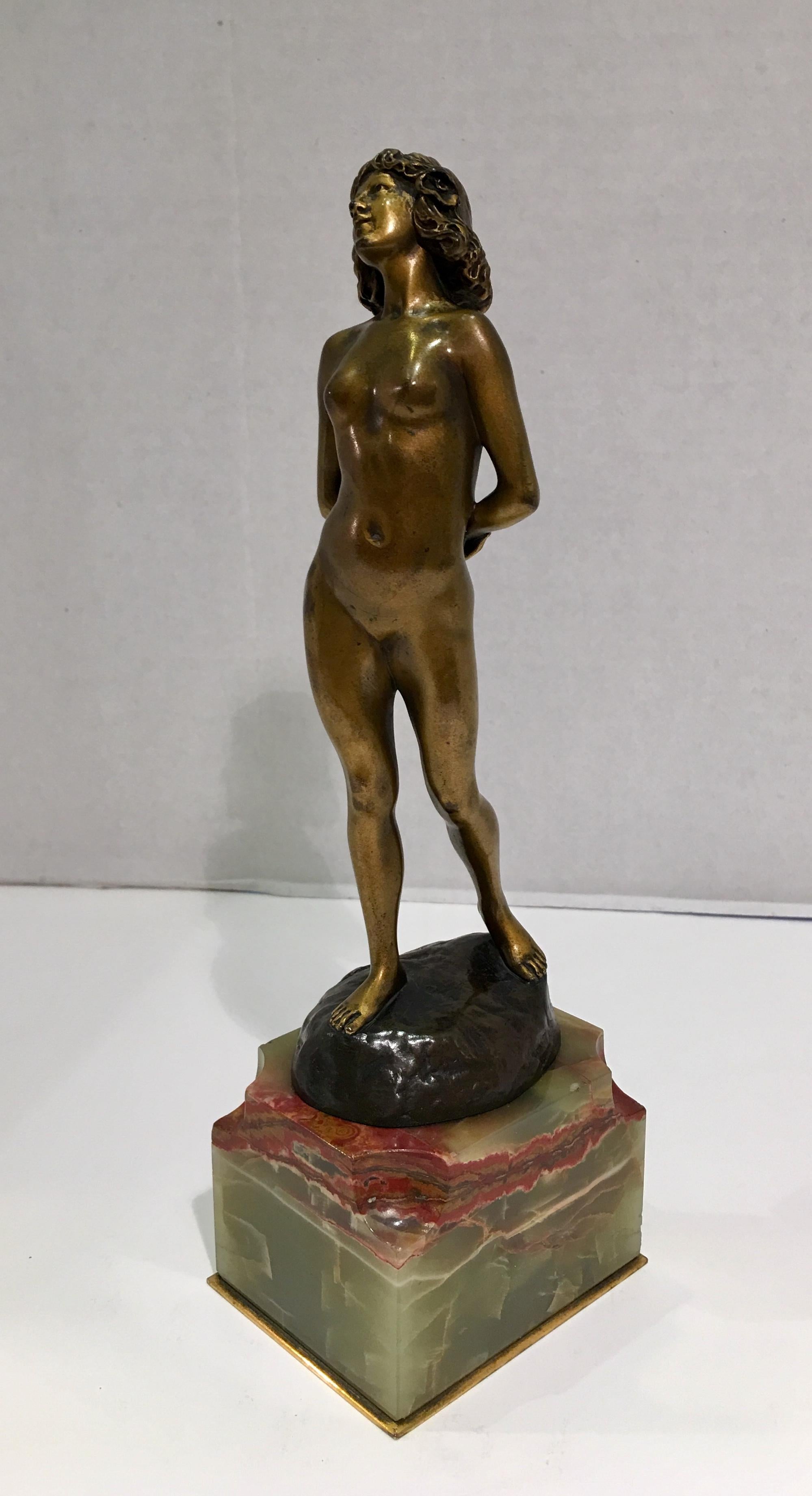 Carved French Art Deco Bronze Nude Woman by Joseph Jules Emmanuel Cormier Joe Descomps