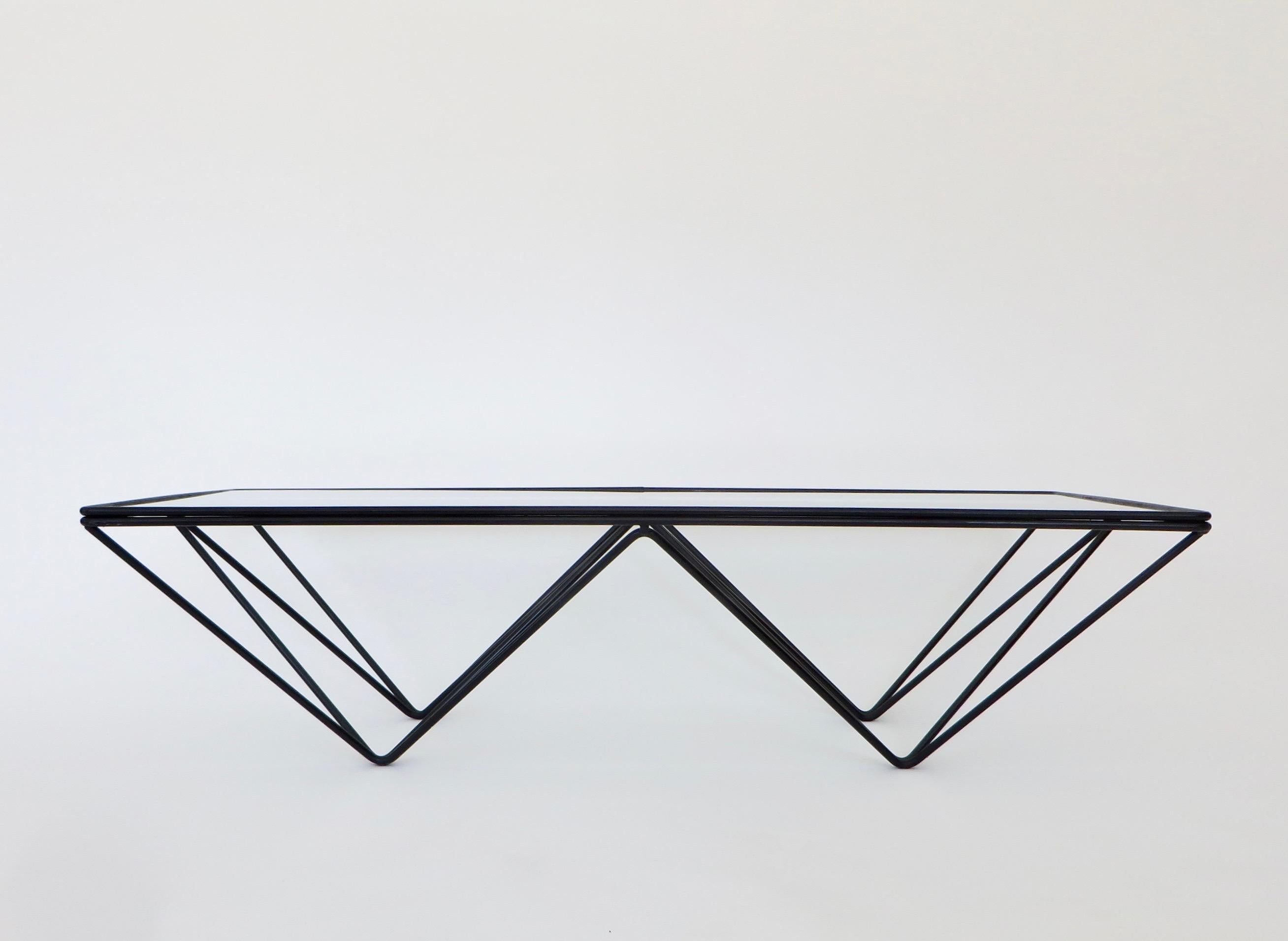 Italian Black Steel and Glass Coffee Table in The Style of Paolo Piva Alanda Table 