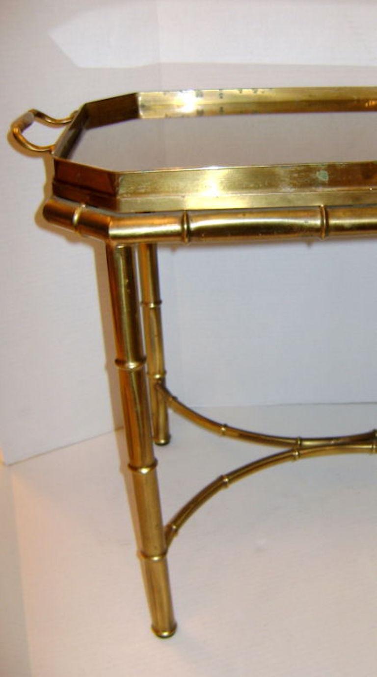 Mid-20th Century Bamboo Brass Coffee Table For Sale
