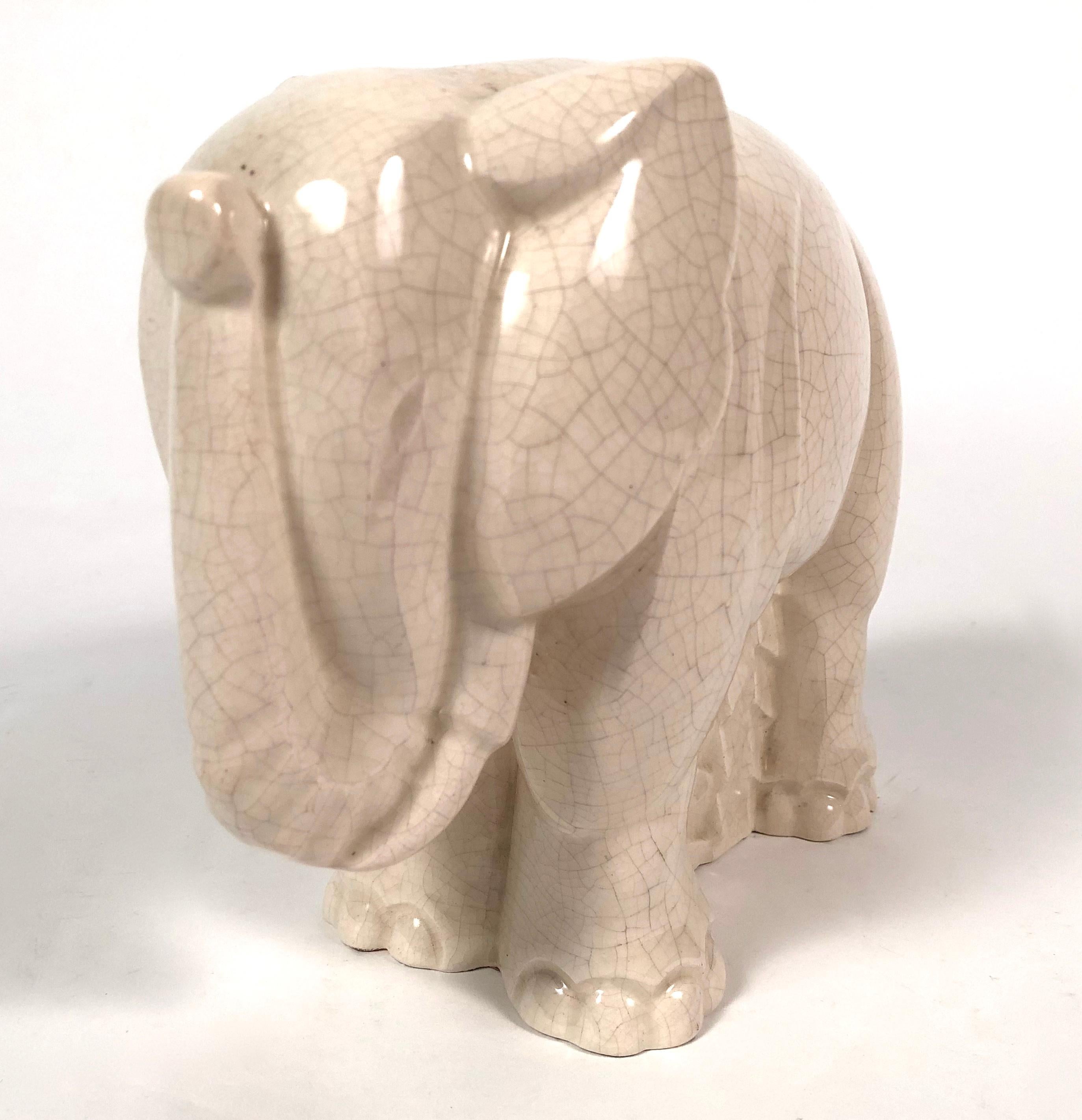 American Art Deco Ceramic Elephant Sculpture