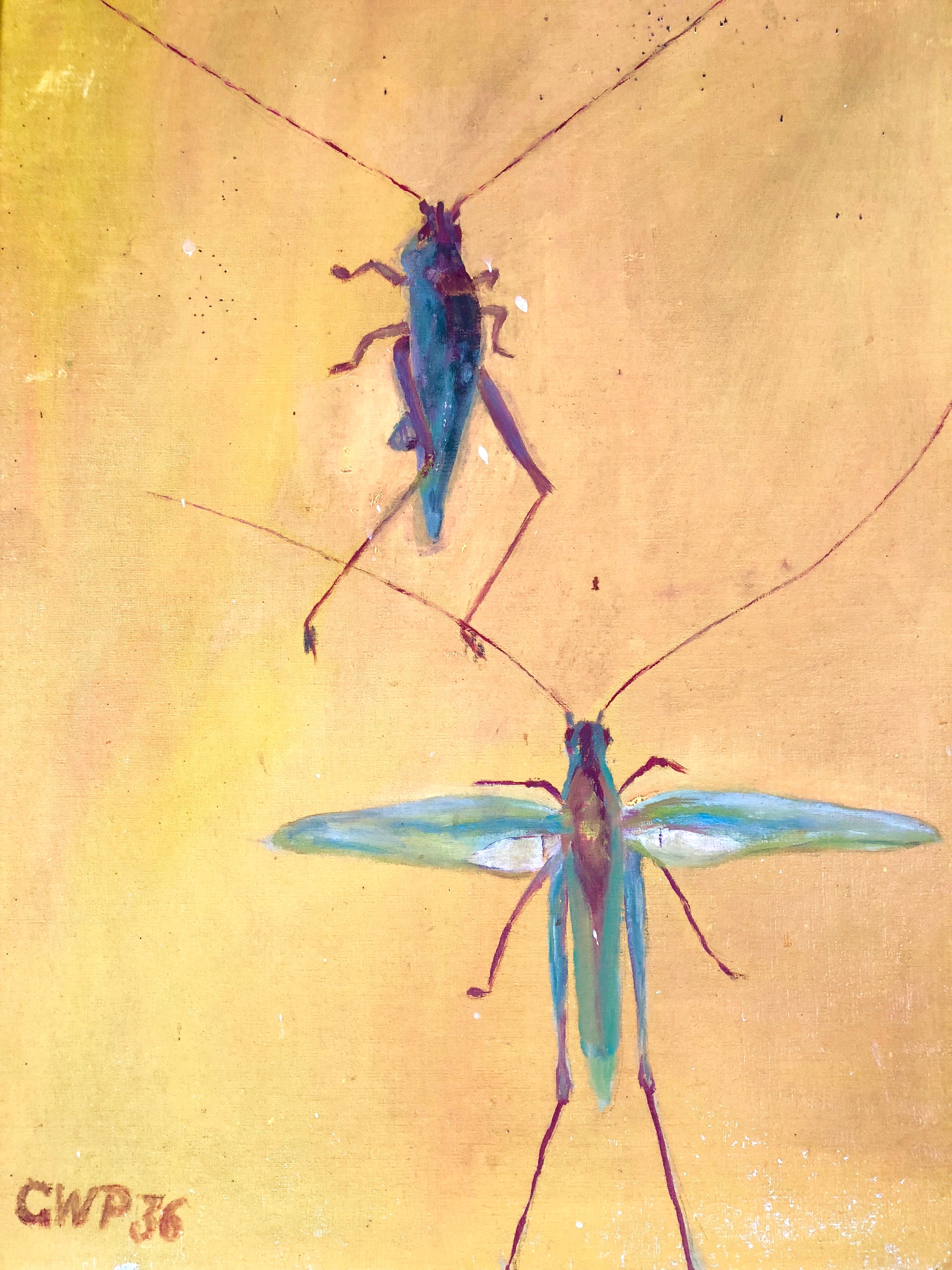 Hand-Painted Painting of Grasshoppers, circa 1936