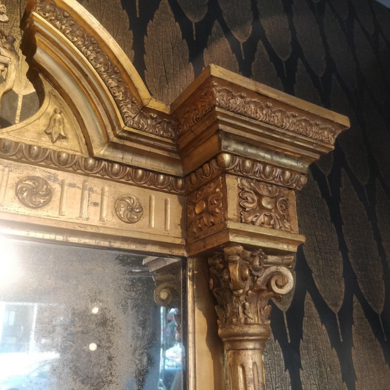 Carved Giltwood Irish Mirror, Dublin, circa 1830 For Sale at
