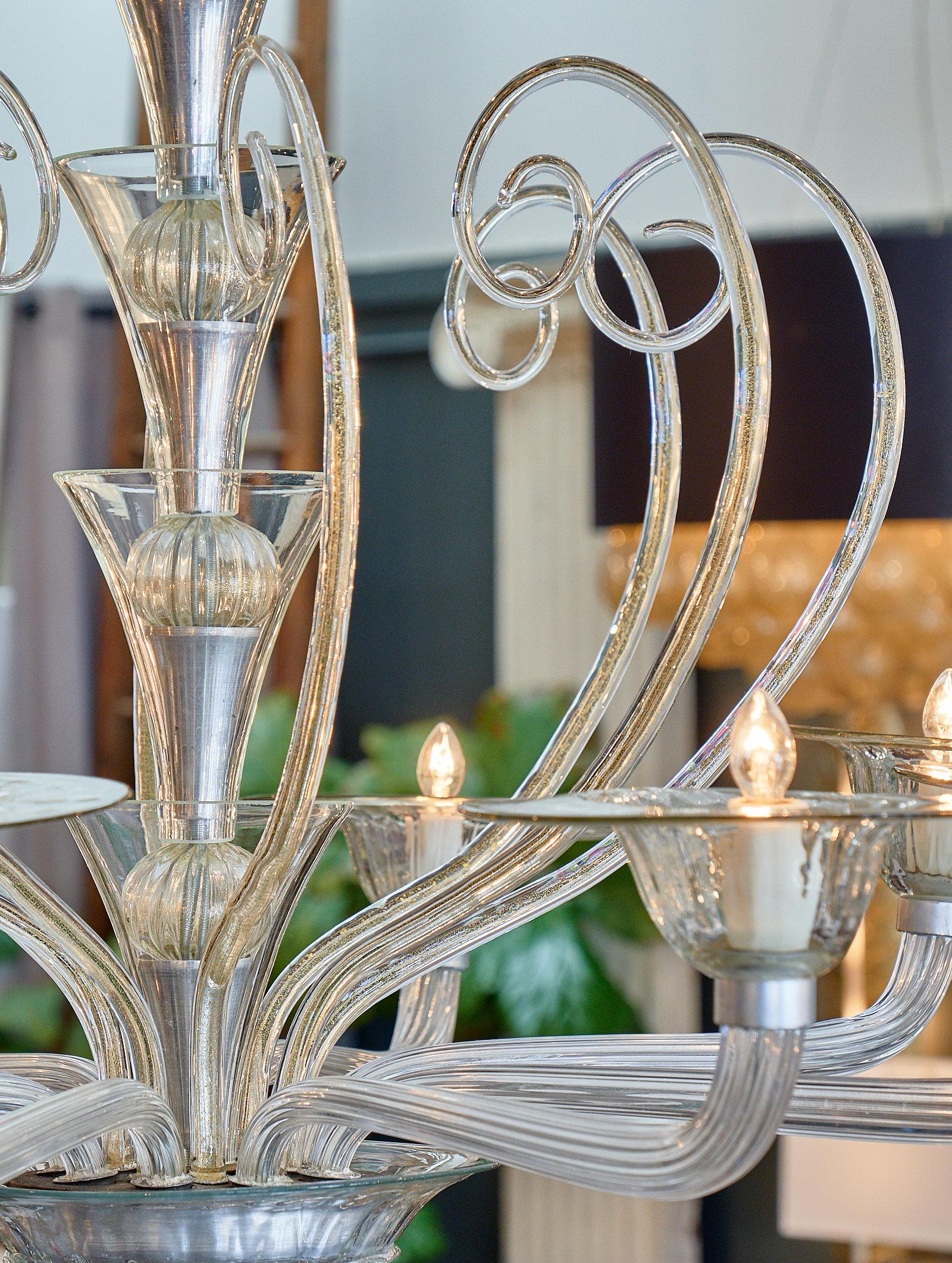 Murano Glass Vintage Chandelier In Excellent Condition In Austin, TX