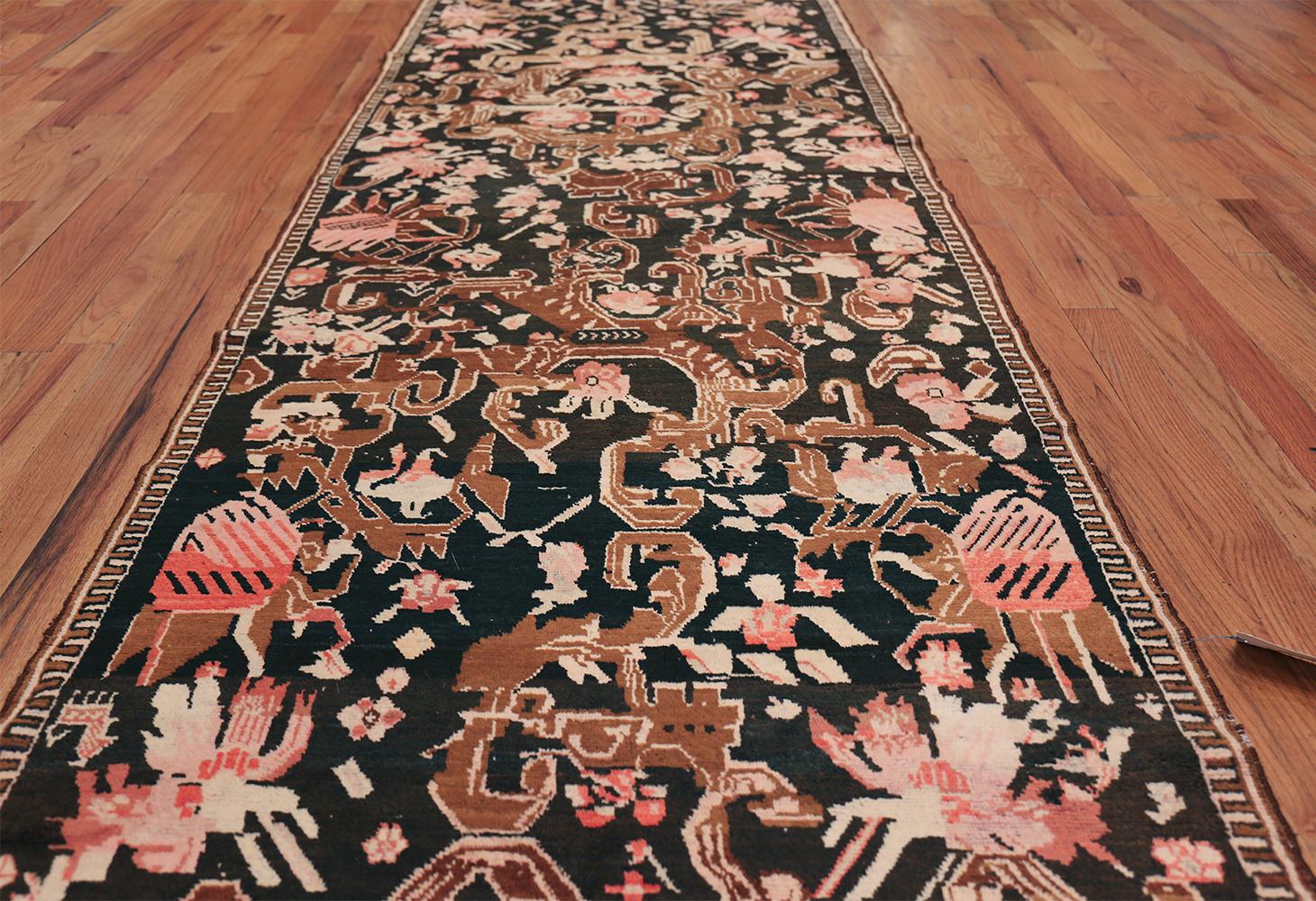 Hand-Knotted Antique Caucasian Karabagh Rug. Size: 4 ft x 14 ft 7 in (1.22 m x 4.44 m)