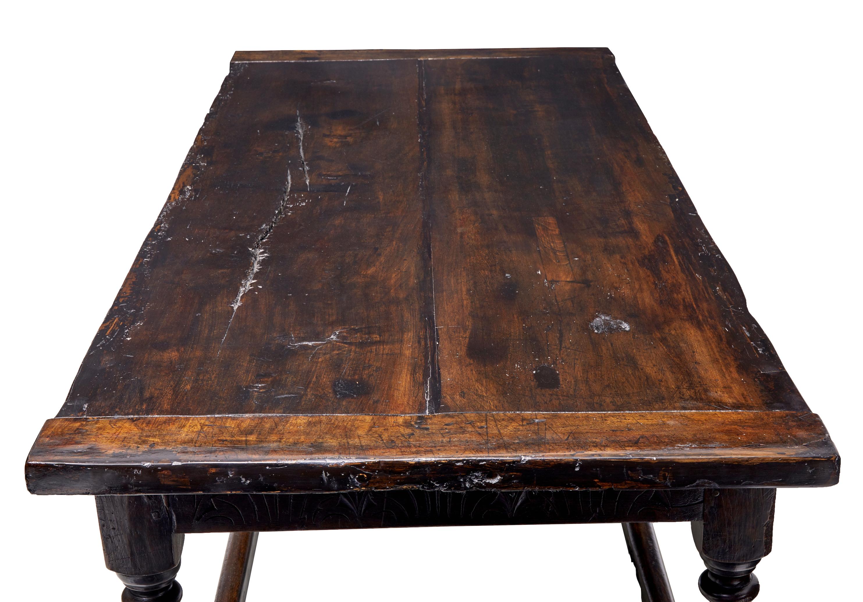English 19th Century Carved Oak Refectory Table