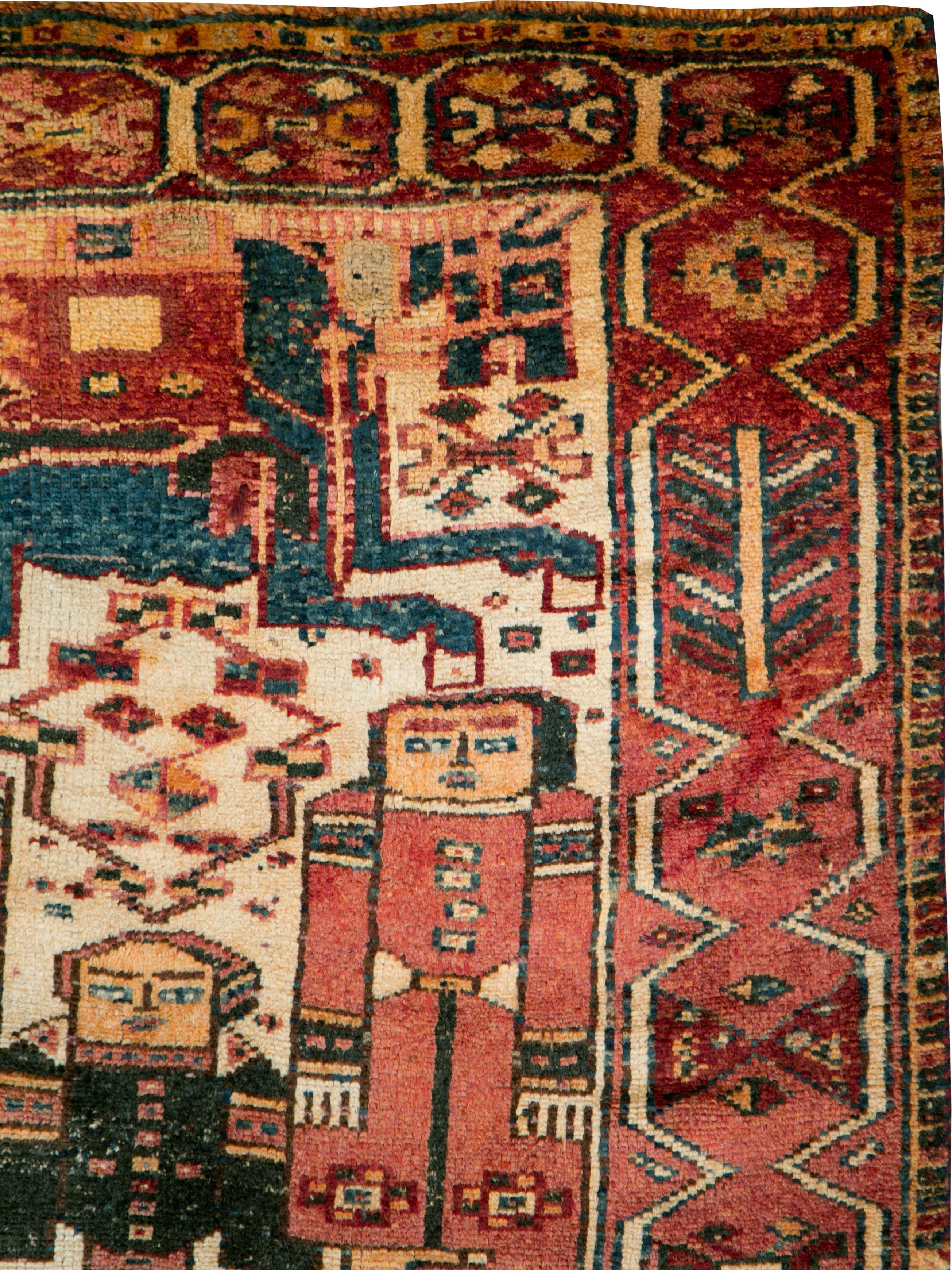 Hand-Knotted Vintage Persian Bakhtiari Rug For Sale