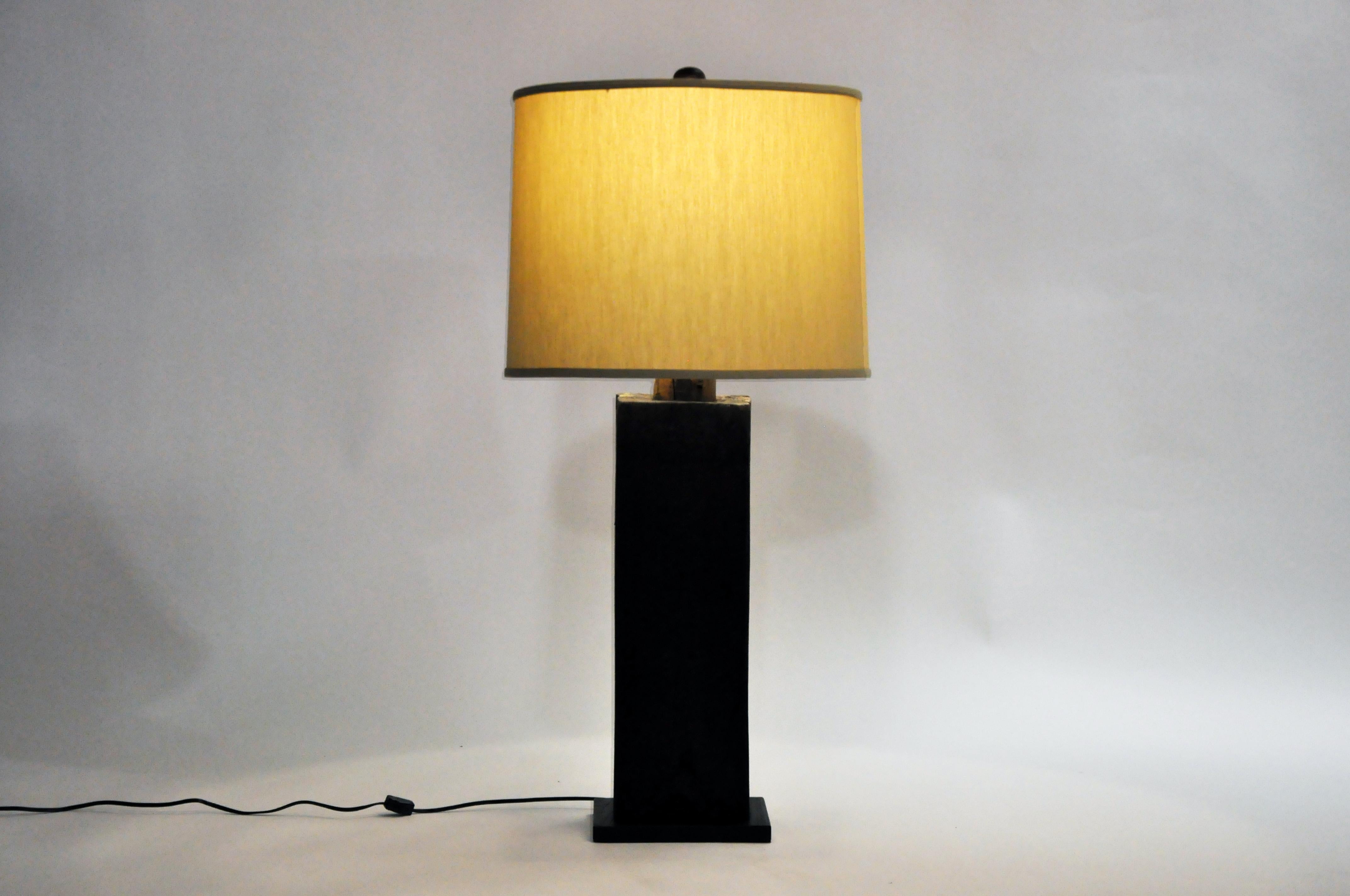 Custom Solid Wood Table Lamp In Good Condition In Chicago, IL