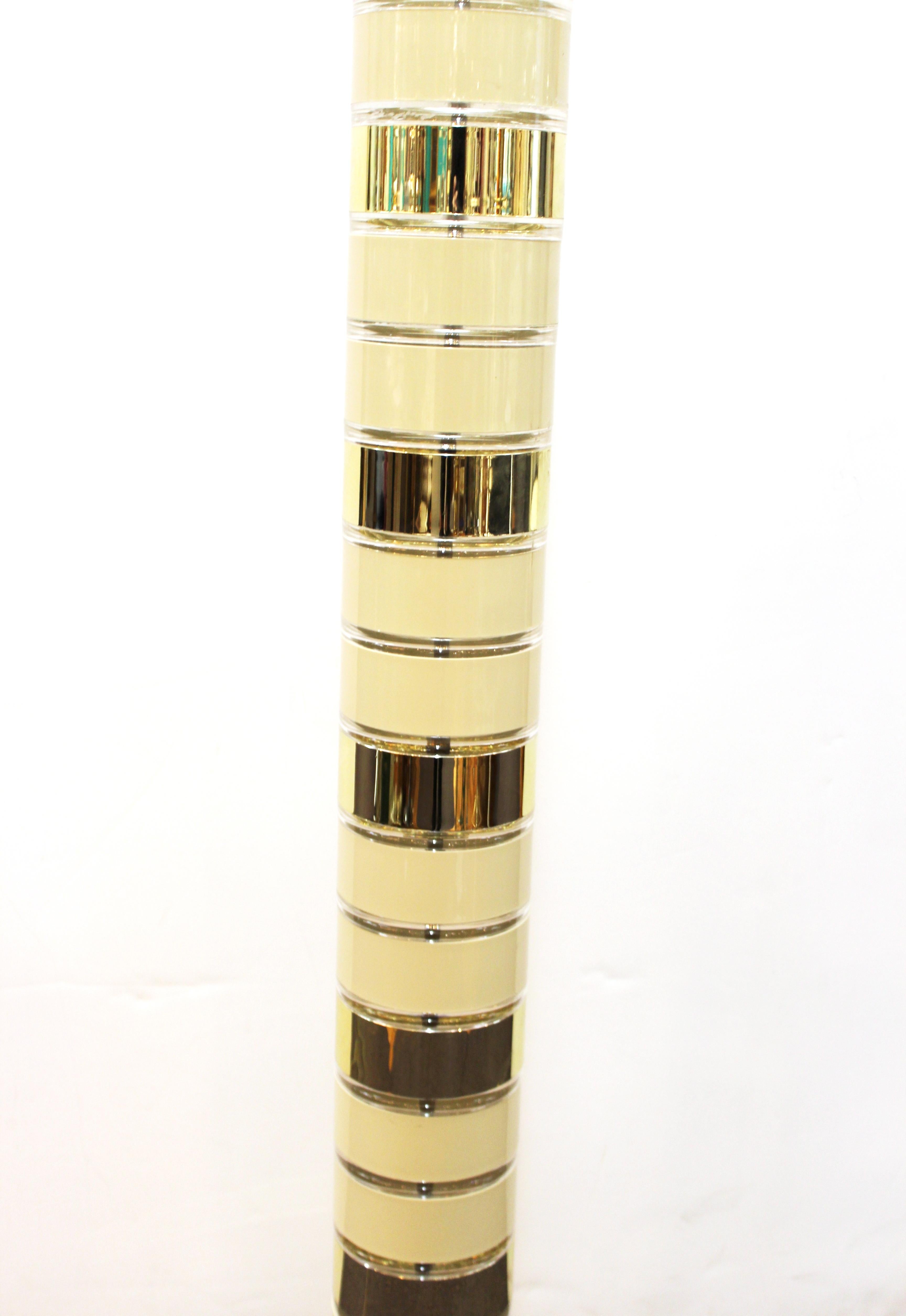 American Post-Modern Optique Stacked Lucite Floor Lamp For Sale