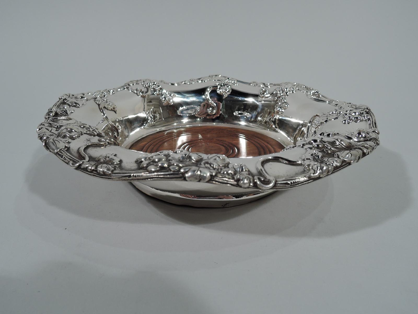 Pair of Antique American Sterling Silver Wine Bottle Coasters In Excellent Condition In New York, NY